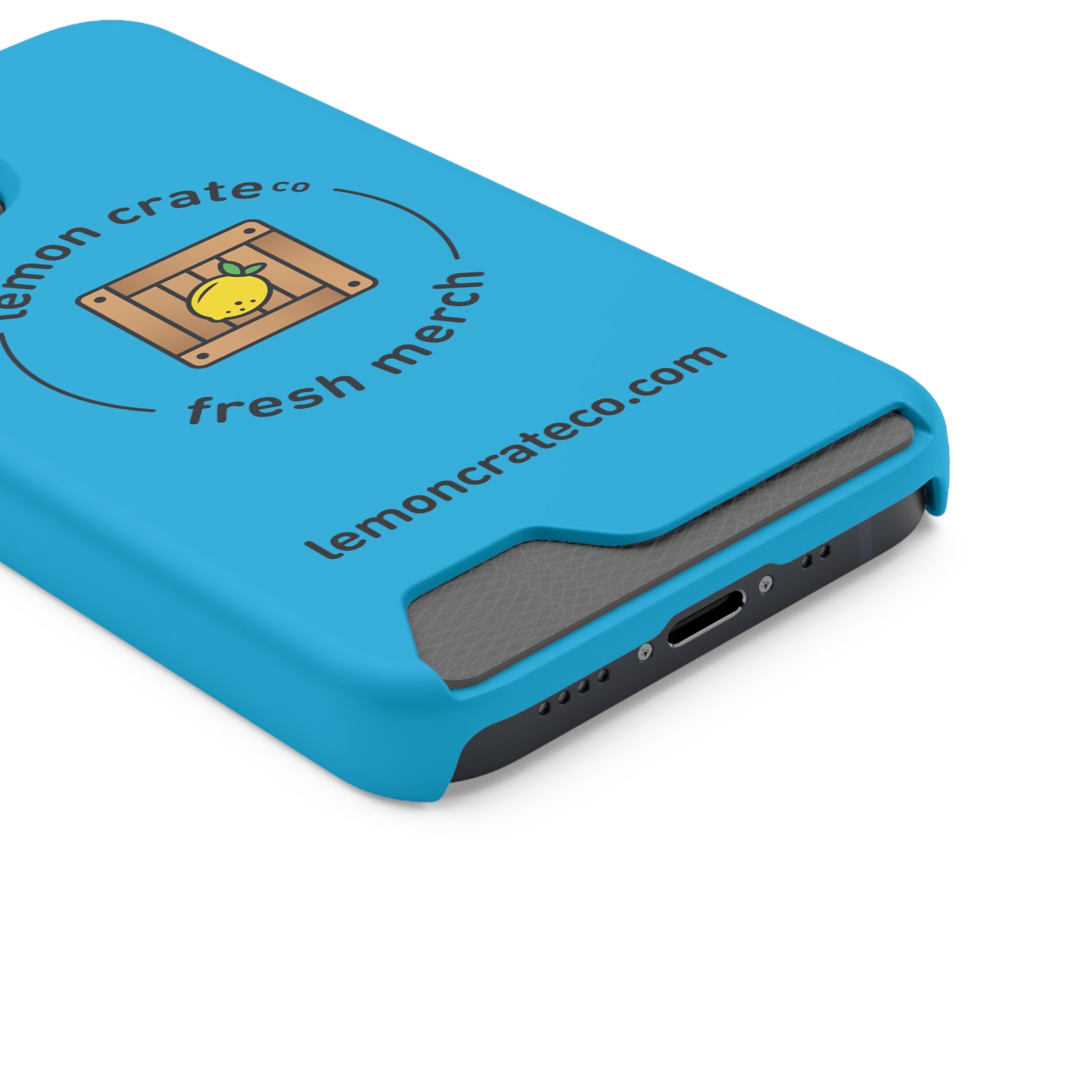 Lemon Crate Phone Case With Card Holder - Blue