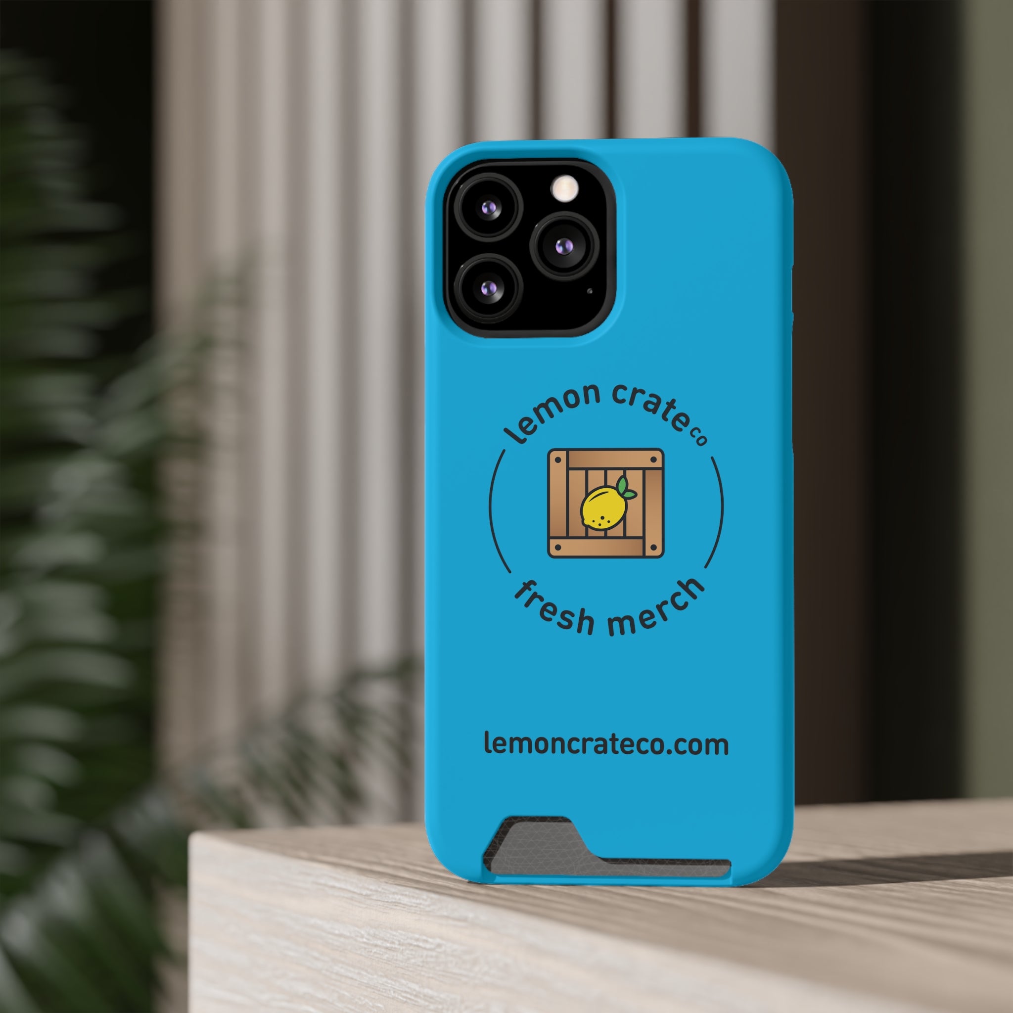 Lemon Crate Phone Case With Card Holder - Blue