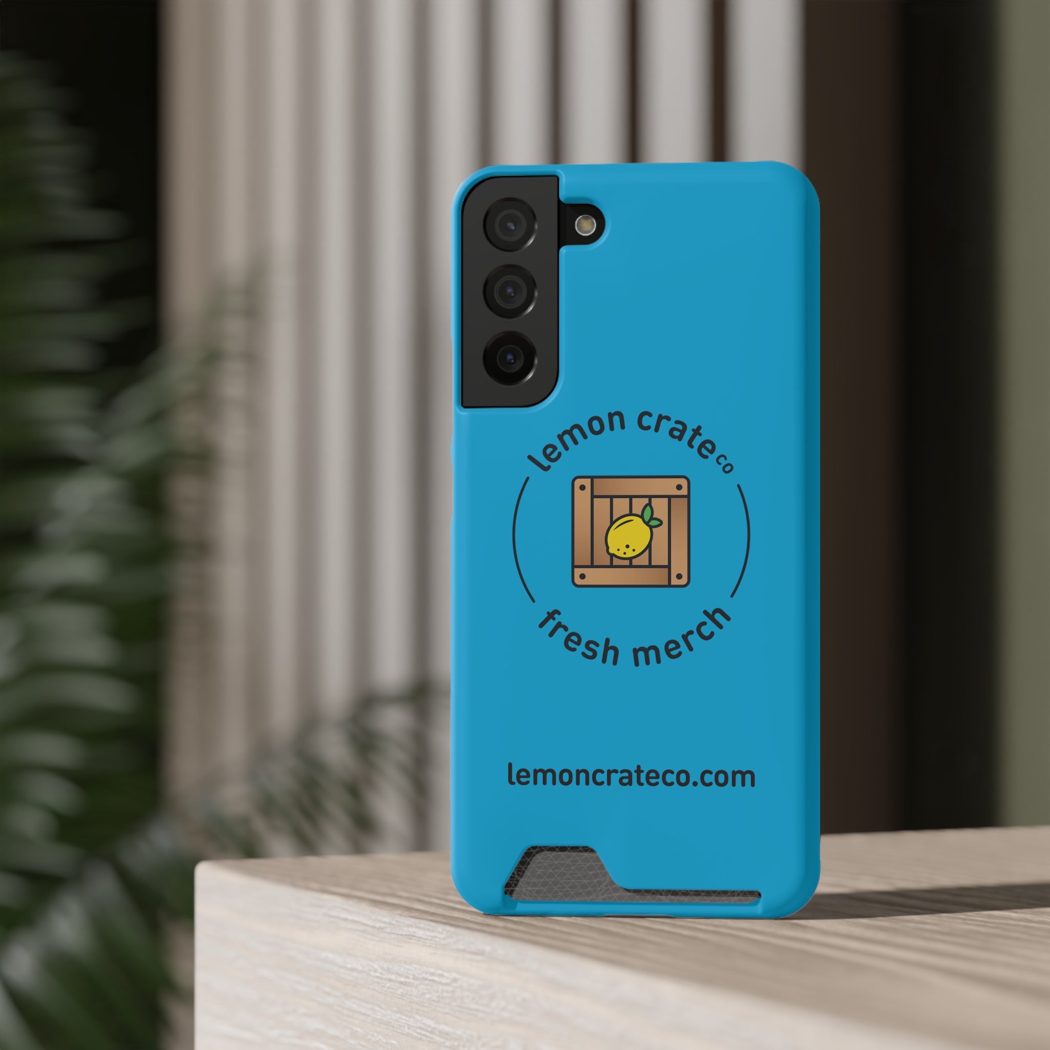 Lemon Crate Phone Case With Card Holder - Blue