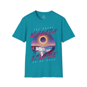 Niagara Falls Solar Eclipse 2024 Retrowave 80s Unisex T-Shirt - Violet