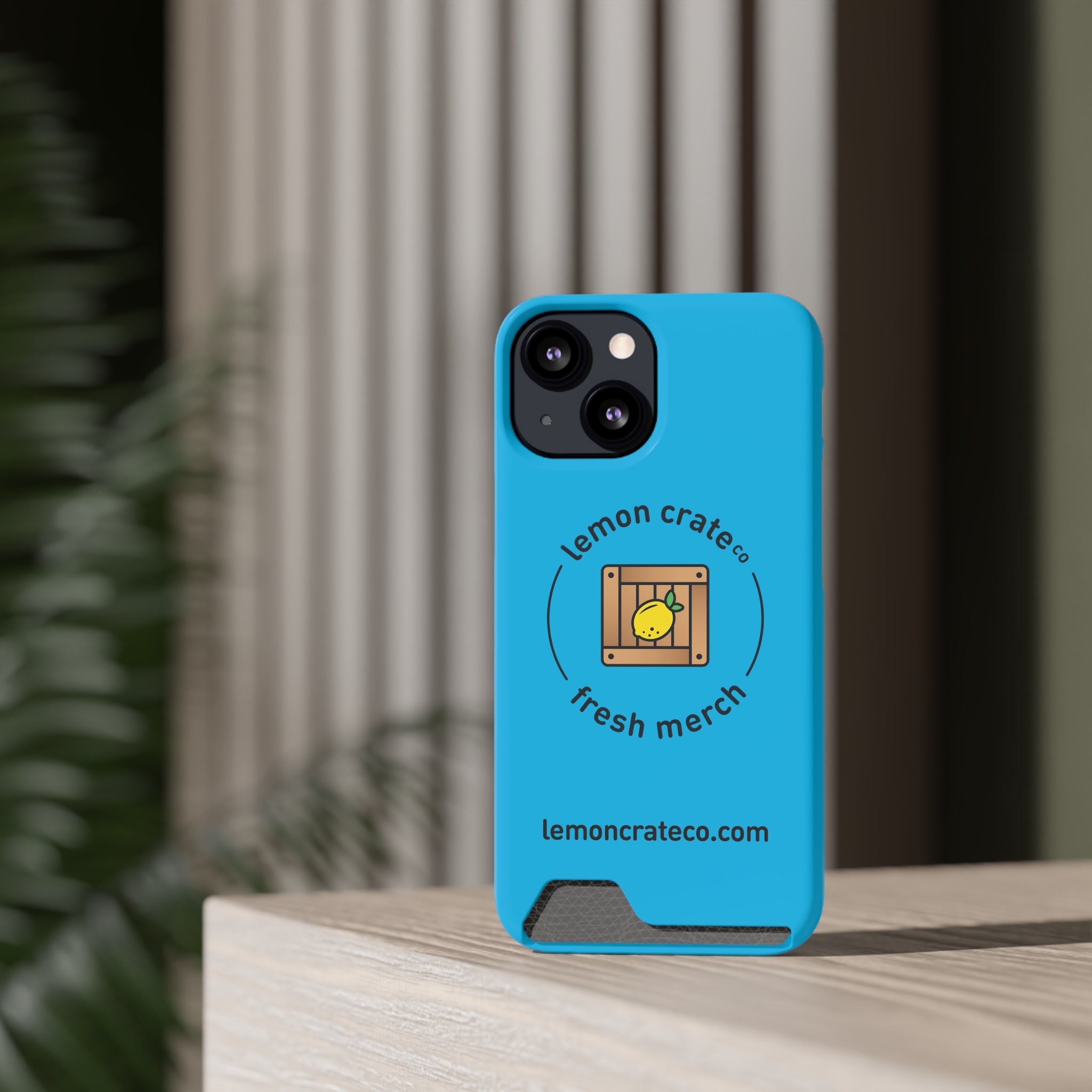 Lemon Crate Phone Case With Card Holder - Blue