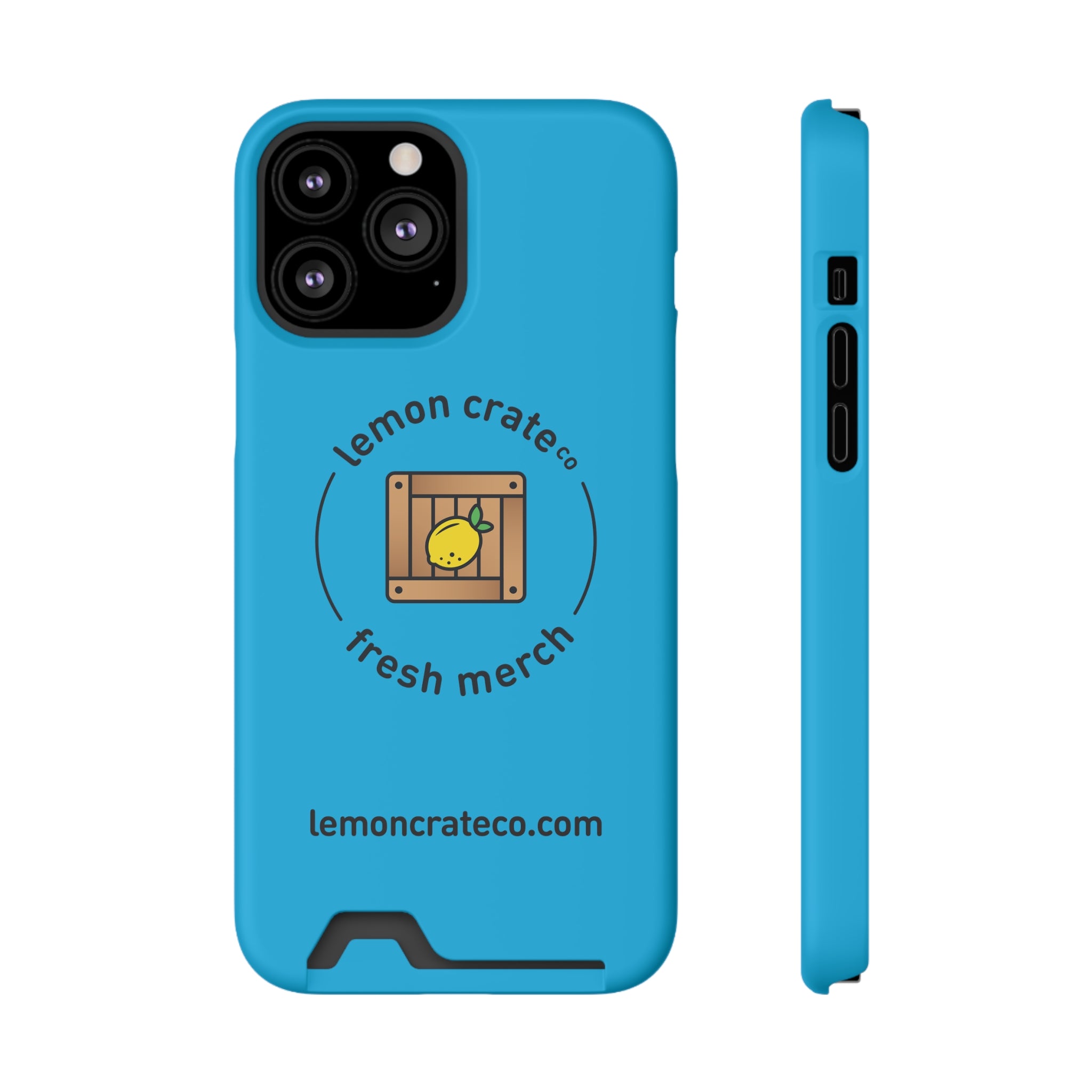 Lemon Crate Phone Case With Card Holder - Blue