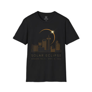 Niagara Falls Solar Eclipse 2024 Cityscape Silhouette Unisex T-Shirt