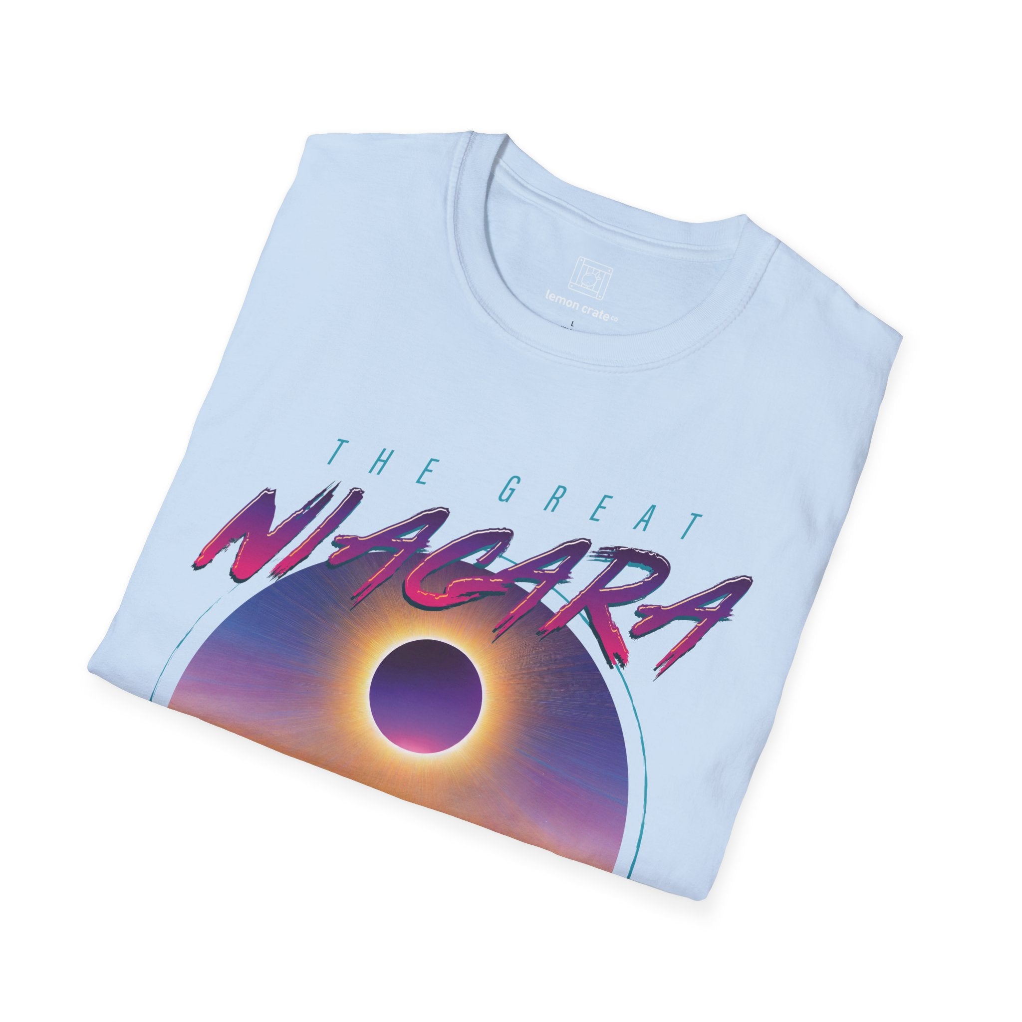 Niagara Falls Solar Eclipse 2024 Retrowave 80s Unisex T-Shirt - Violet