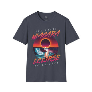 Niagara Falls Solar Eclipse 2024 Retrowave 80s Unisex T-Shirt - Sunset