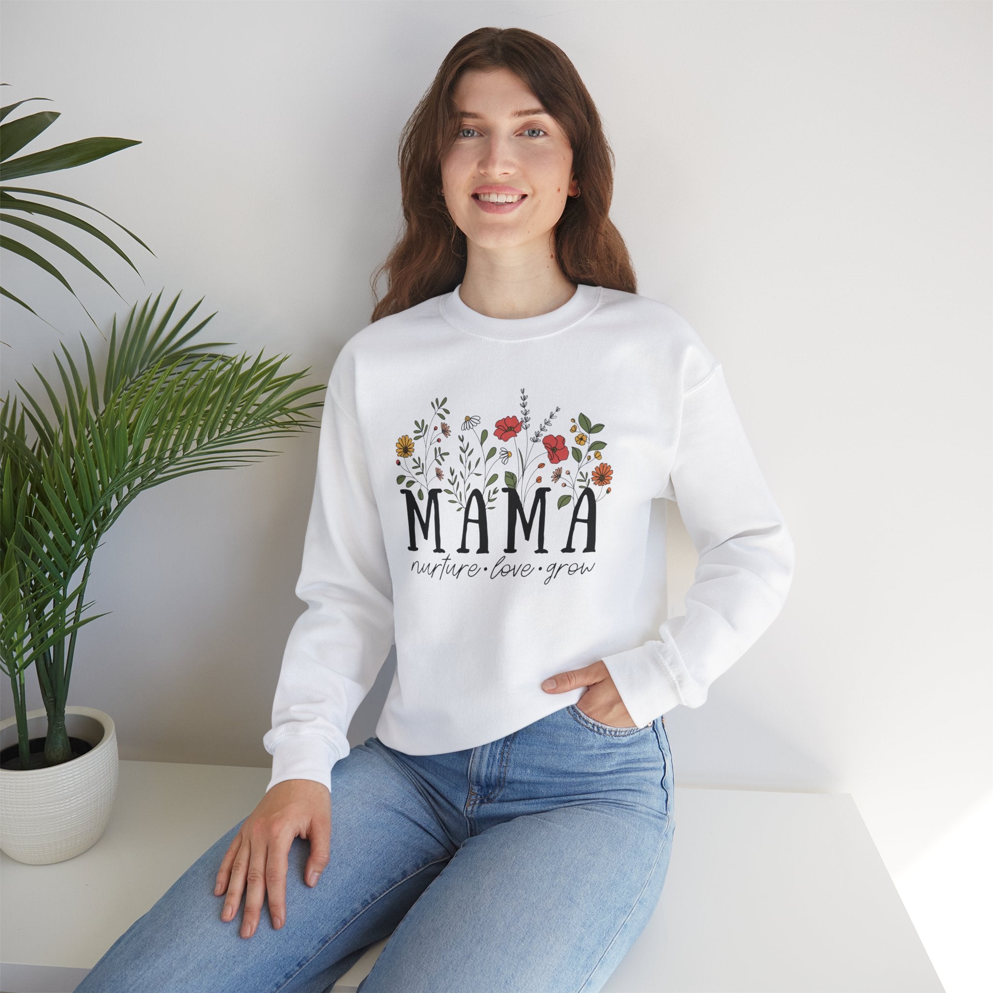 Mama: Nurture • Love • Grow Floral Crewneck Sweater