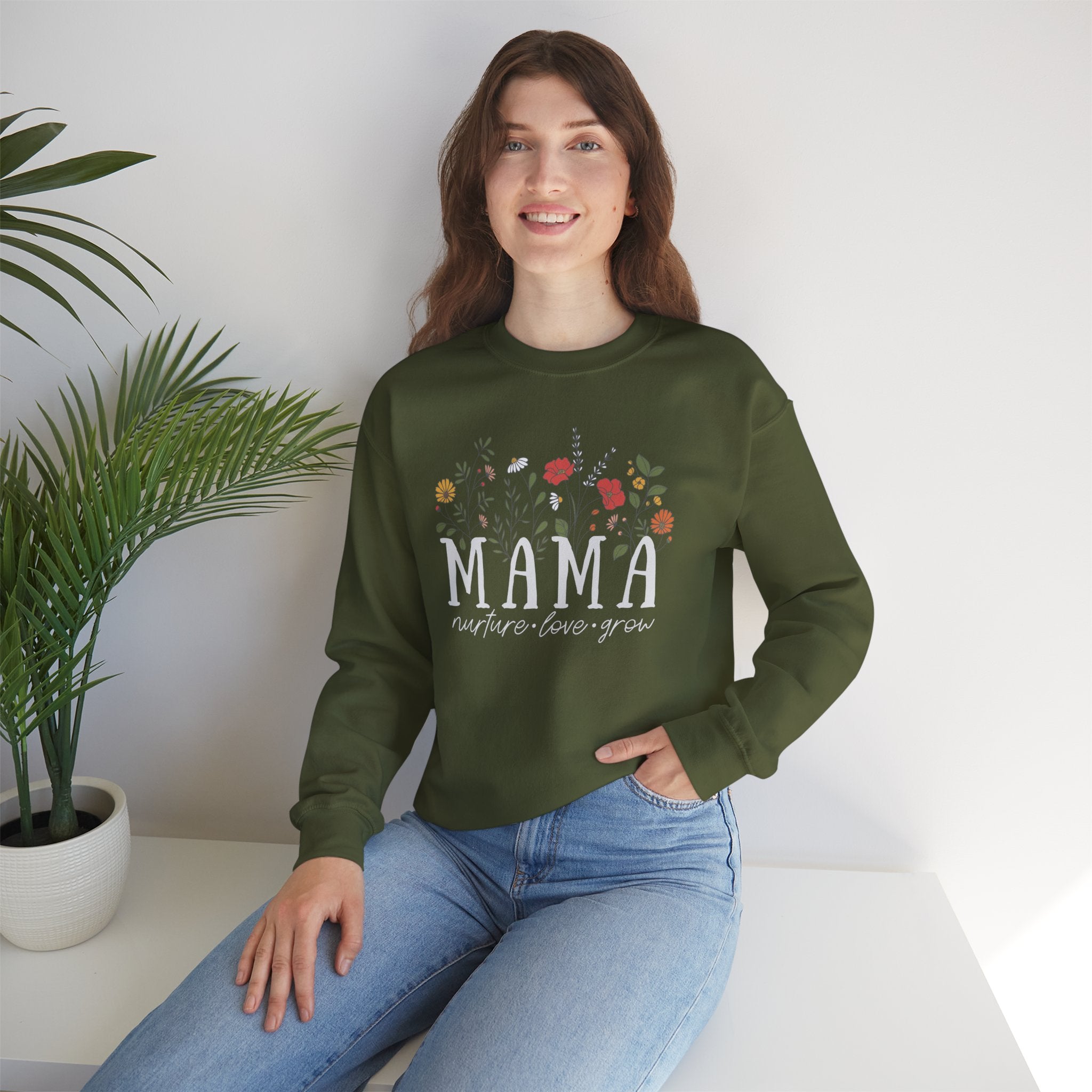 Mama: Nurture • Love • Grow Floral Crewneck Sweater