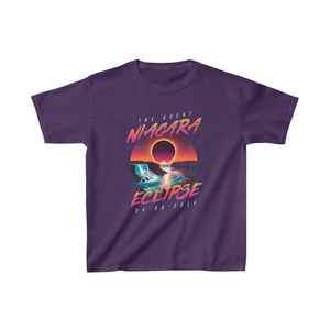 Niagara Falls Solar Eclipse 2024 Retrowave 80s Kids Tee- Sunset