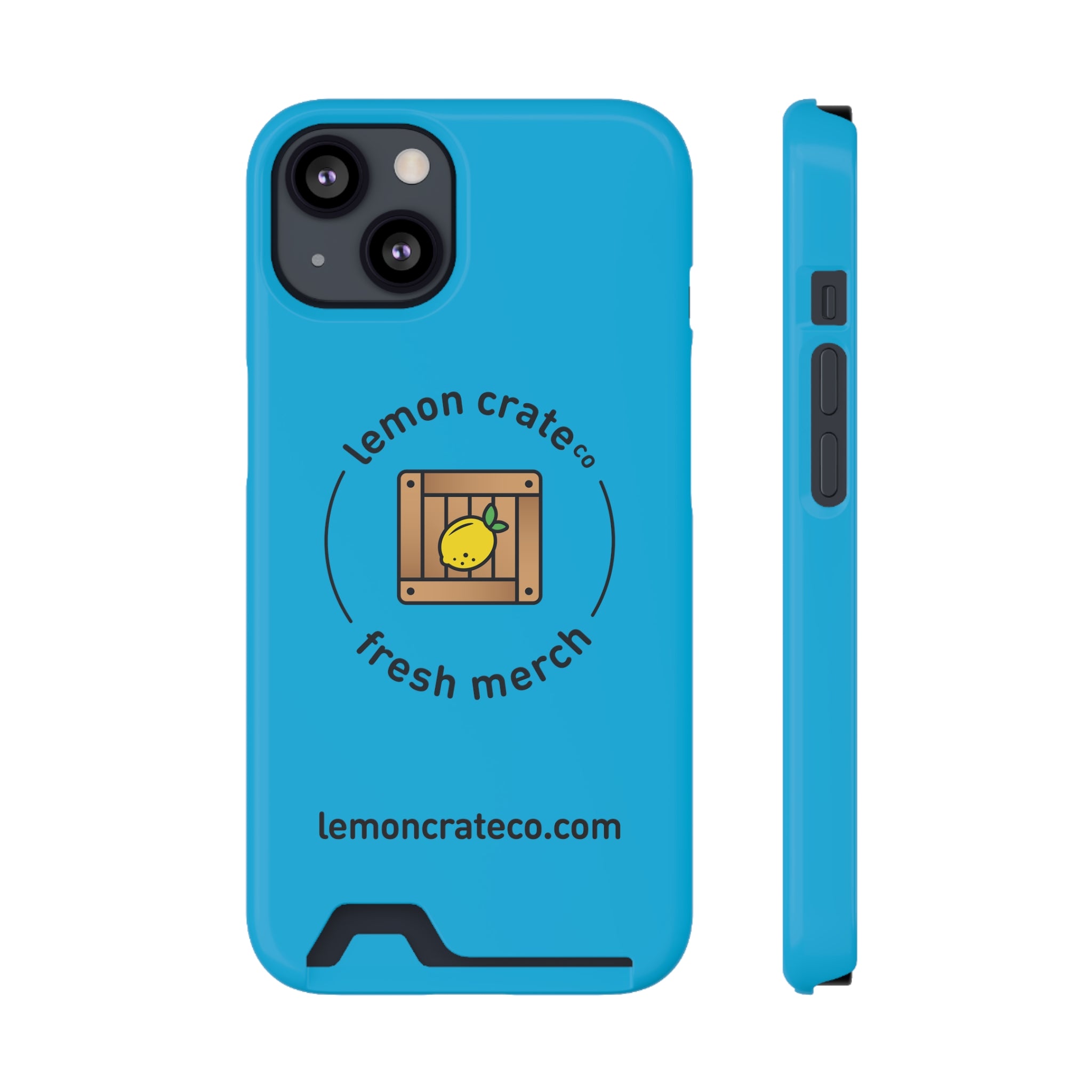 Lemon Crate Phone Case With Card Holder - Blue