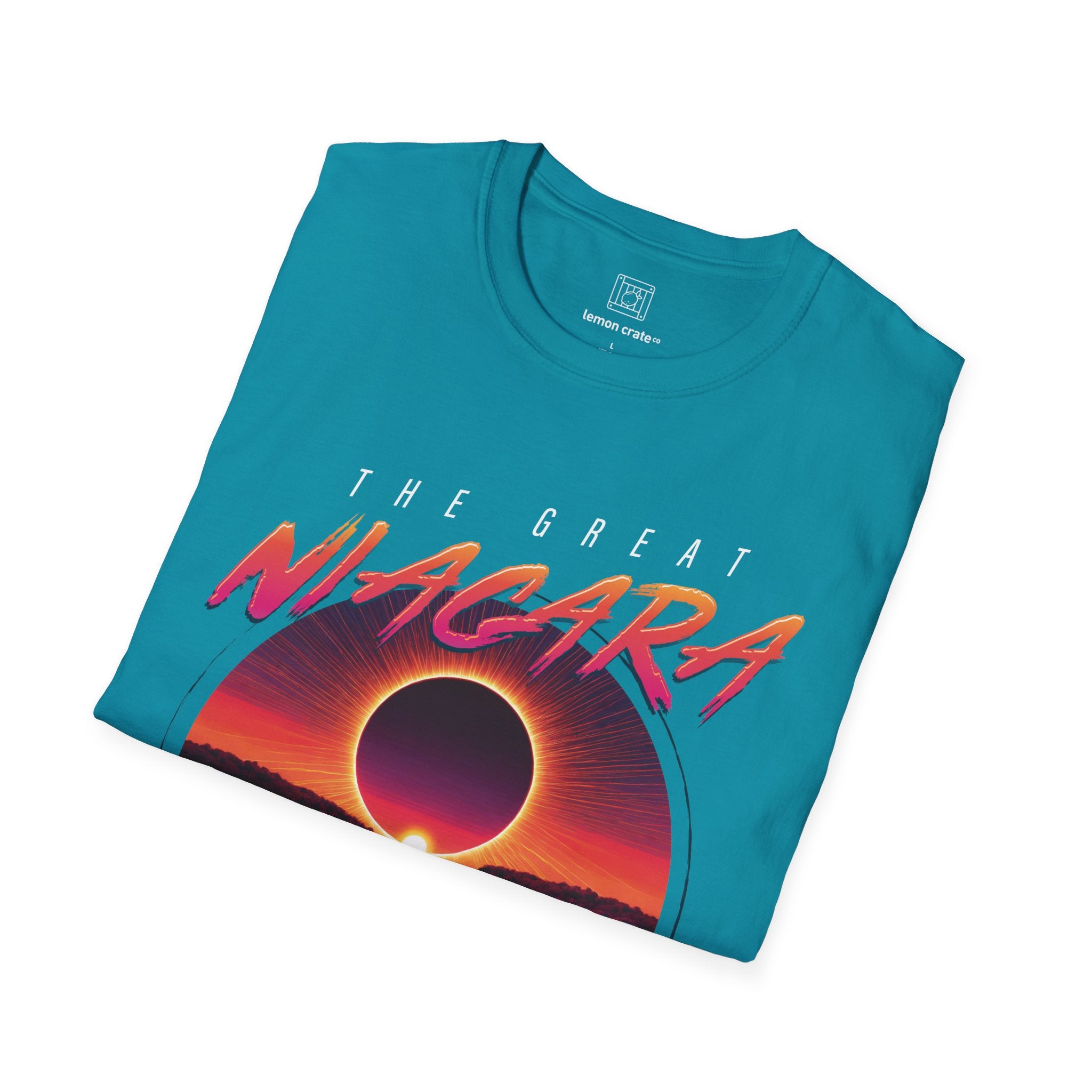 Niagara Falls Solar Eclipse 2024 Retrowave 80s Unisex T-Shirt - Sunset