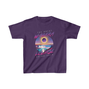 Niagara Falls Solar Eclipse 2024 Retrowave 80s Kids T-Shirt - Violet