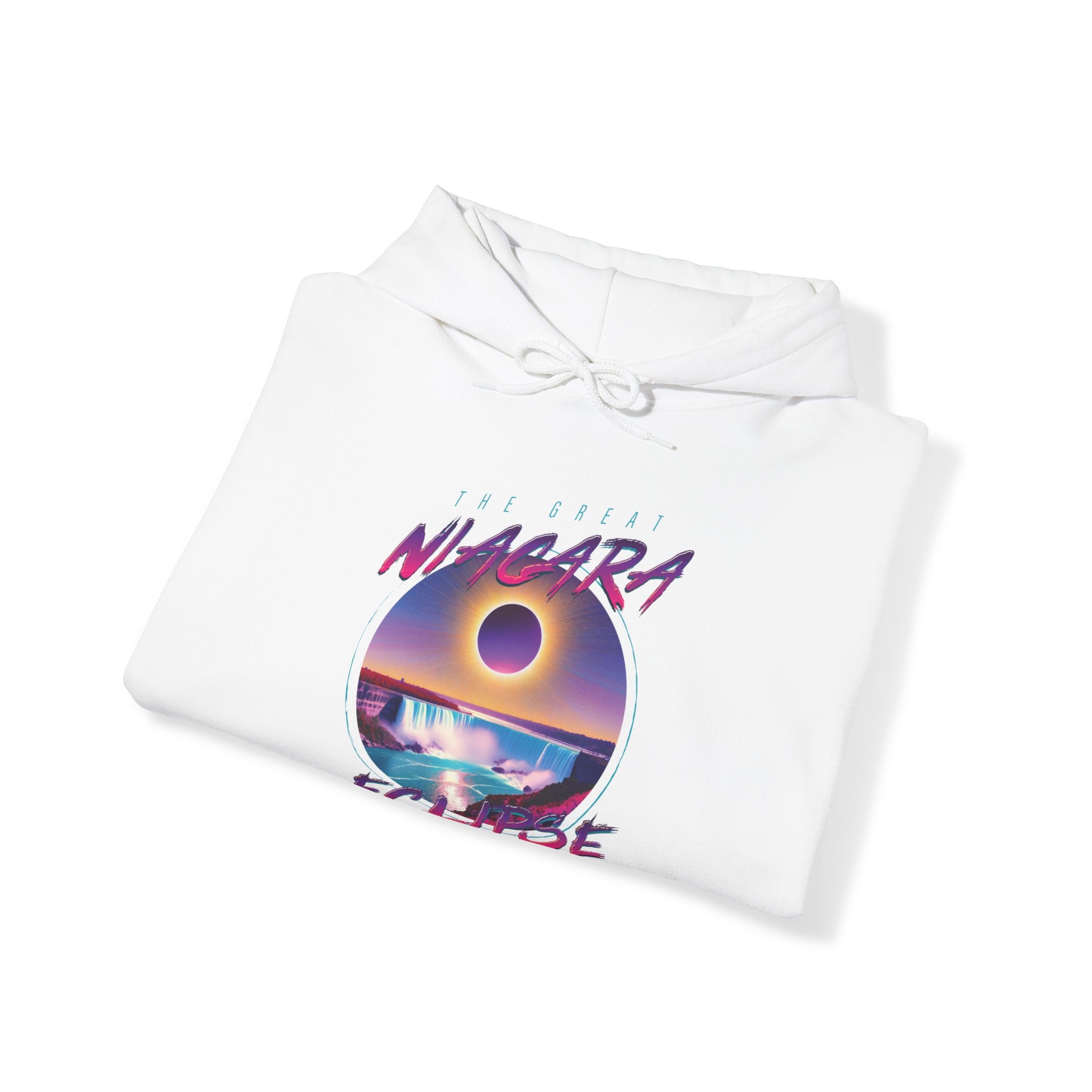 Niagara Falls Solar Eclipse 2024 Retrowave 80s Unisex Hoodie - Violet