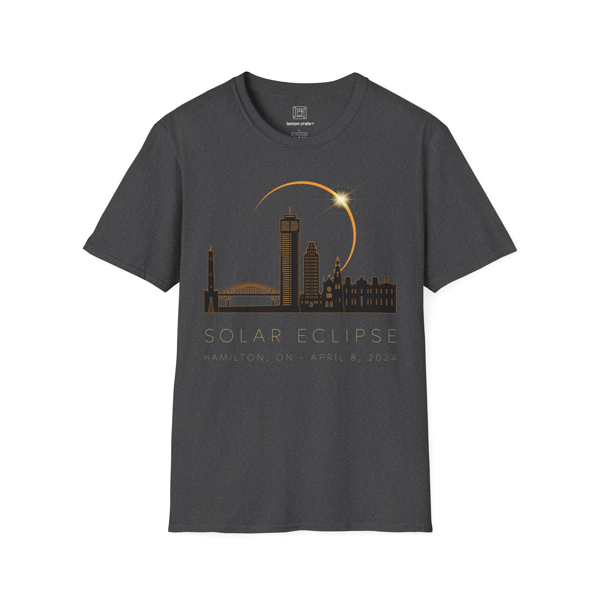 Hamilton Ontario Solar Eclipse 2024 Cityscape Silhouette Unisex T-Shirt