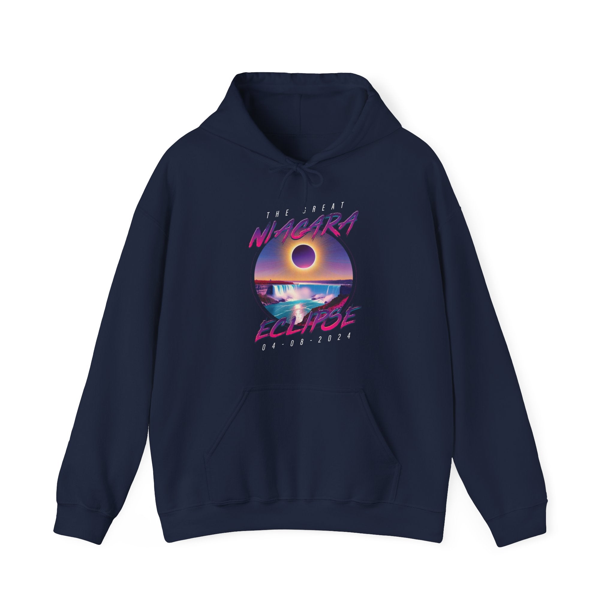 Niagara Falls Solar Eclipse 2024 Retrowave 80s Unisex Hoodie - Violet