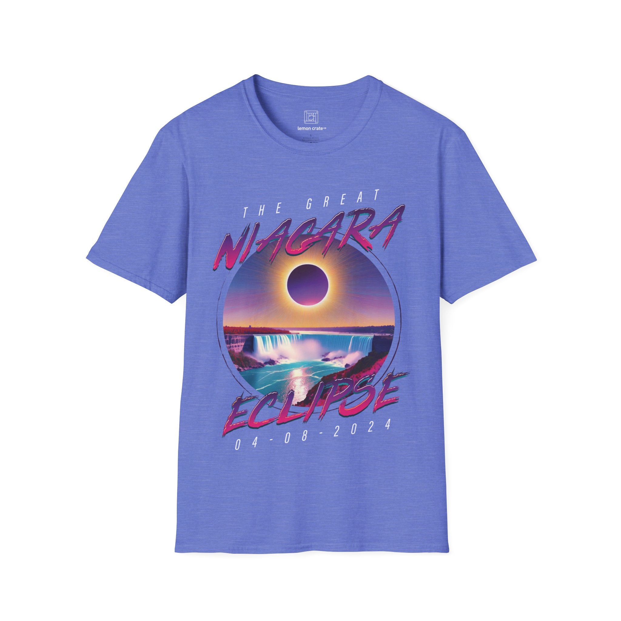 Niagara Falls Solar Eclipse 2024 Retrowave 80s Unisex T-Shirt - Violet