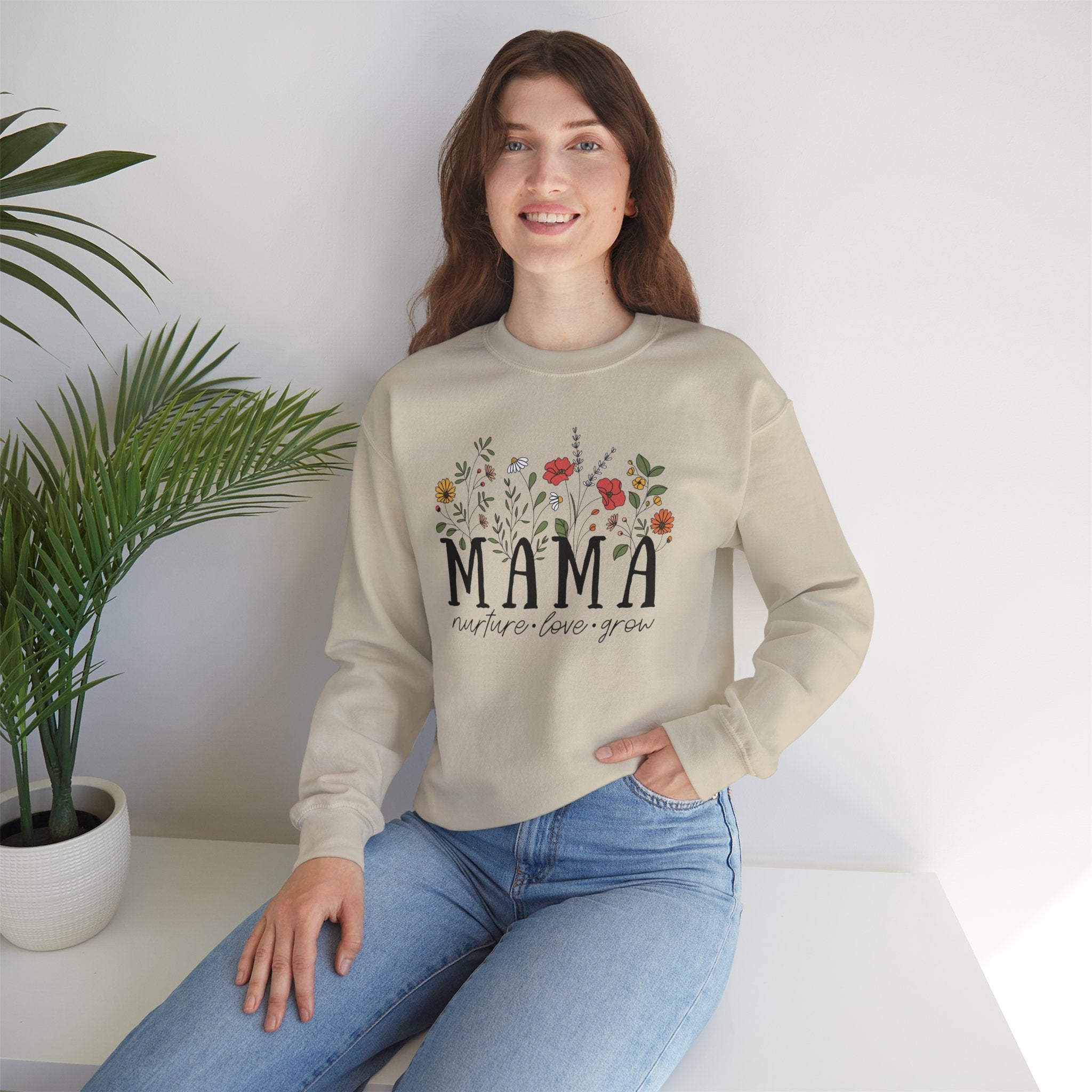 Mama: Nurture • Love • Grow Floral Crewneck Sweater