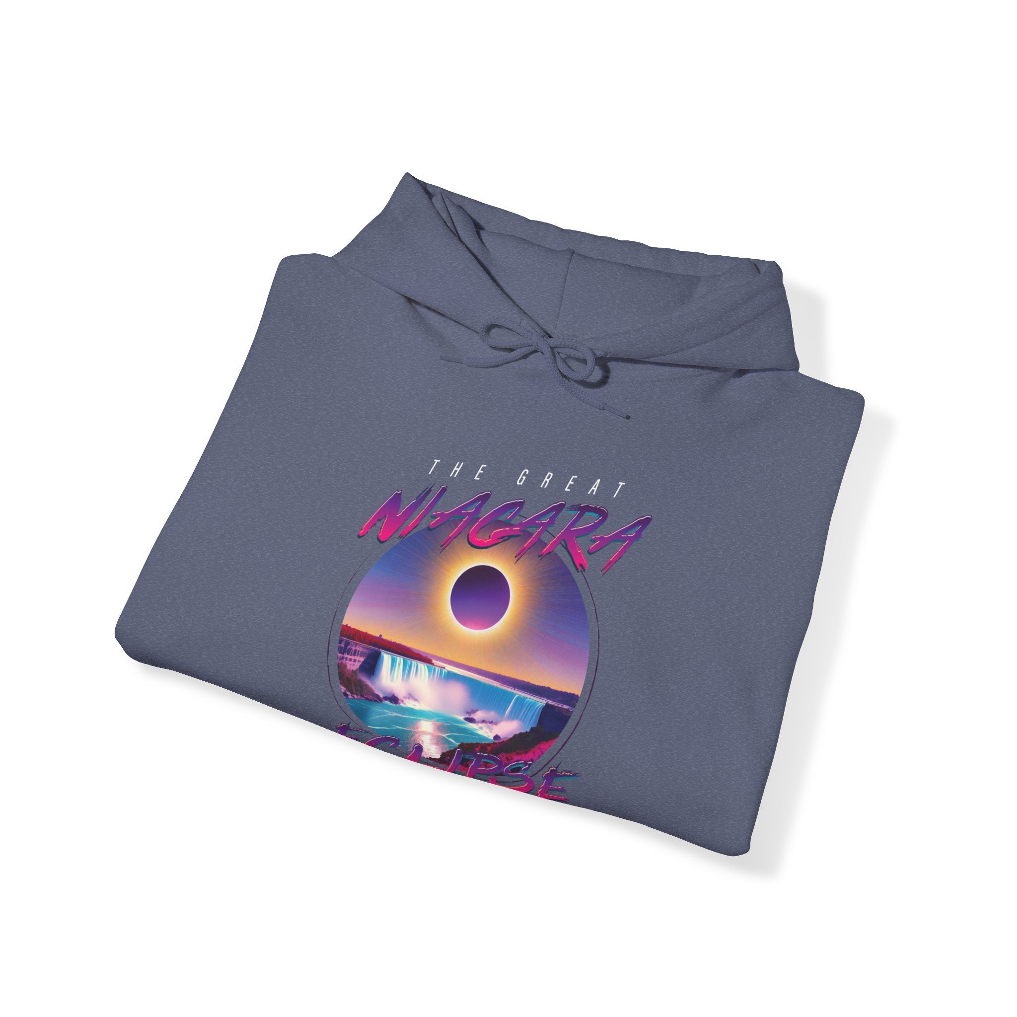 Niagara Falls Solar Eclipse 2024 Retrowave 80s Unisex Hoodie - Violet