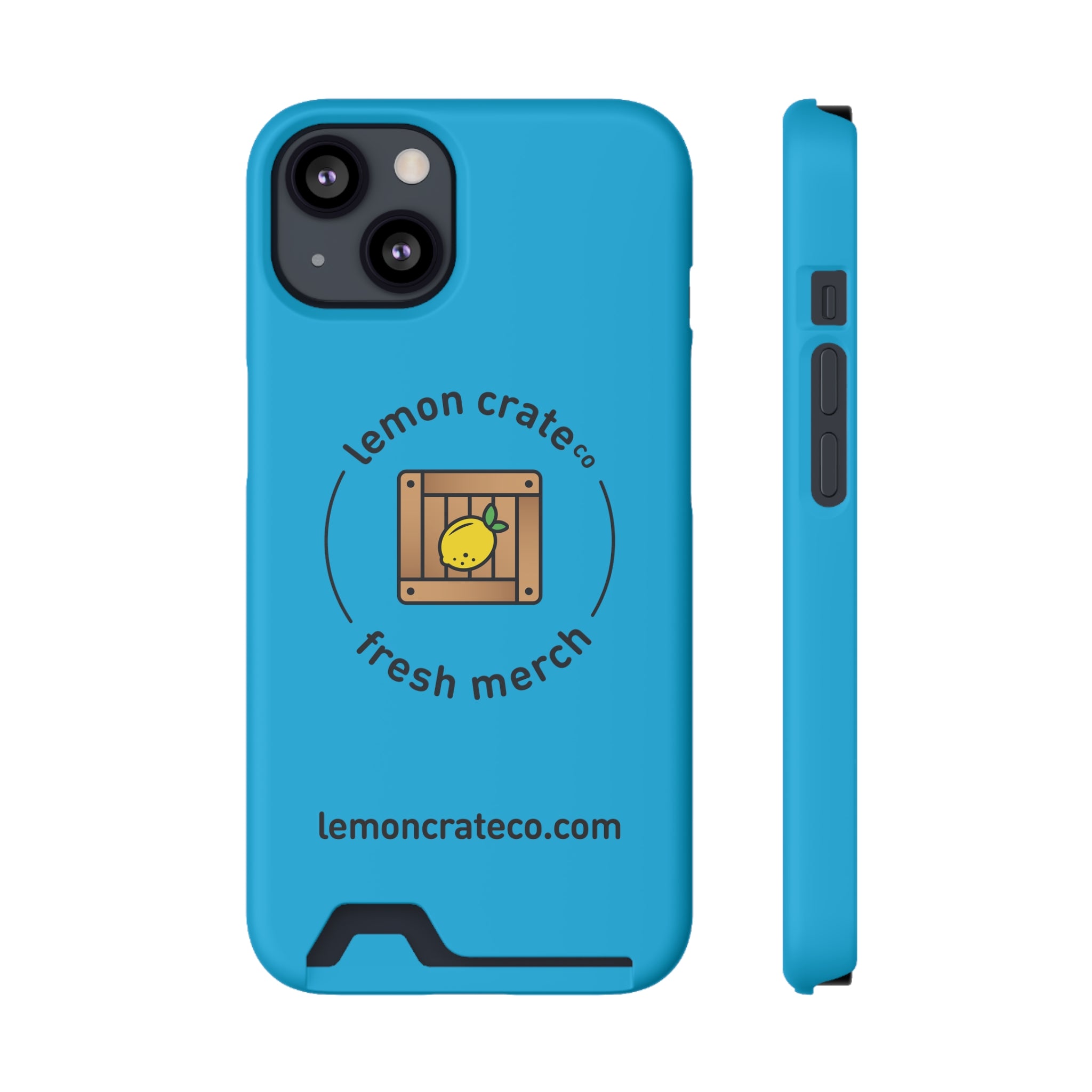 Lemon Crate Phone Case With Card Holder - Blue