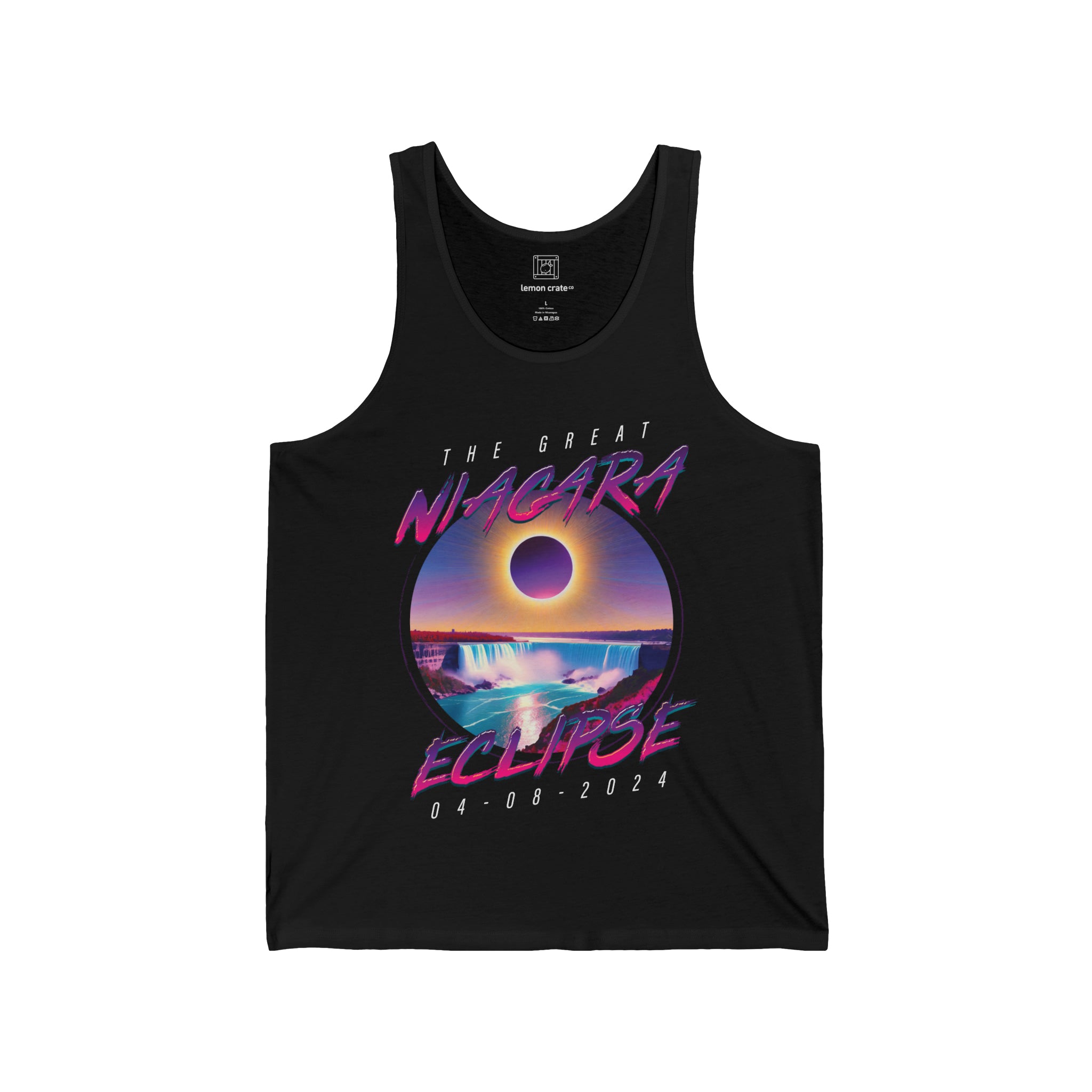 Niagara Falls Solar Eclipse 2024 Retrowave 80s Unisex Tank - Violet