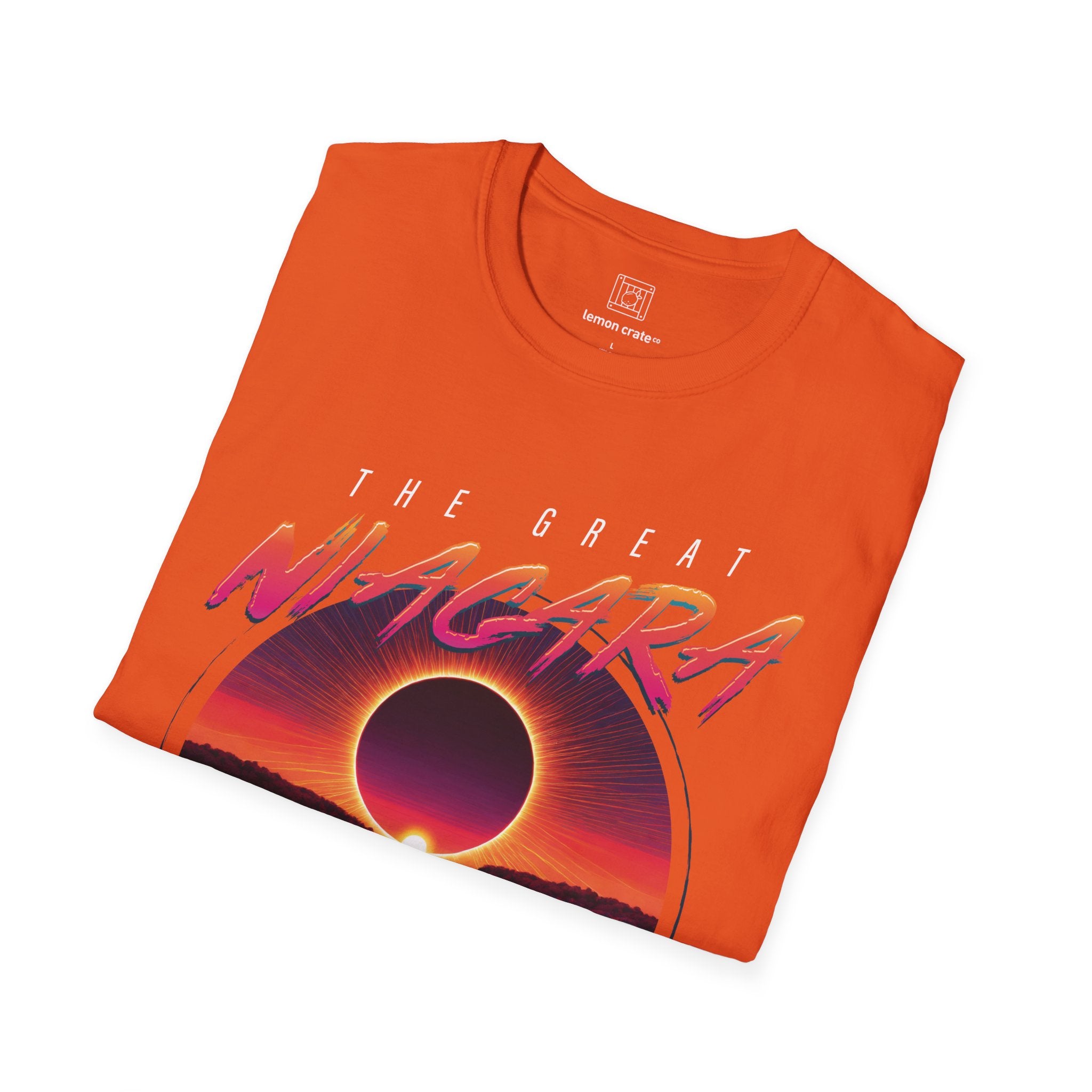 Niagara Falls Solar Eclipse 2024 Retrowave 80s Unisex T-Shirt - Sunset