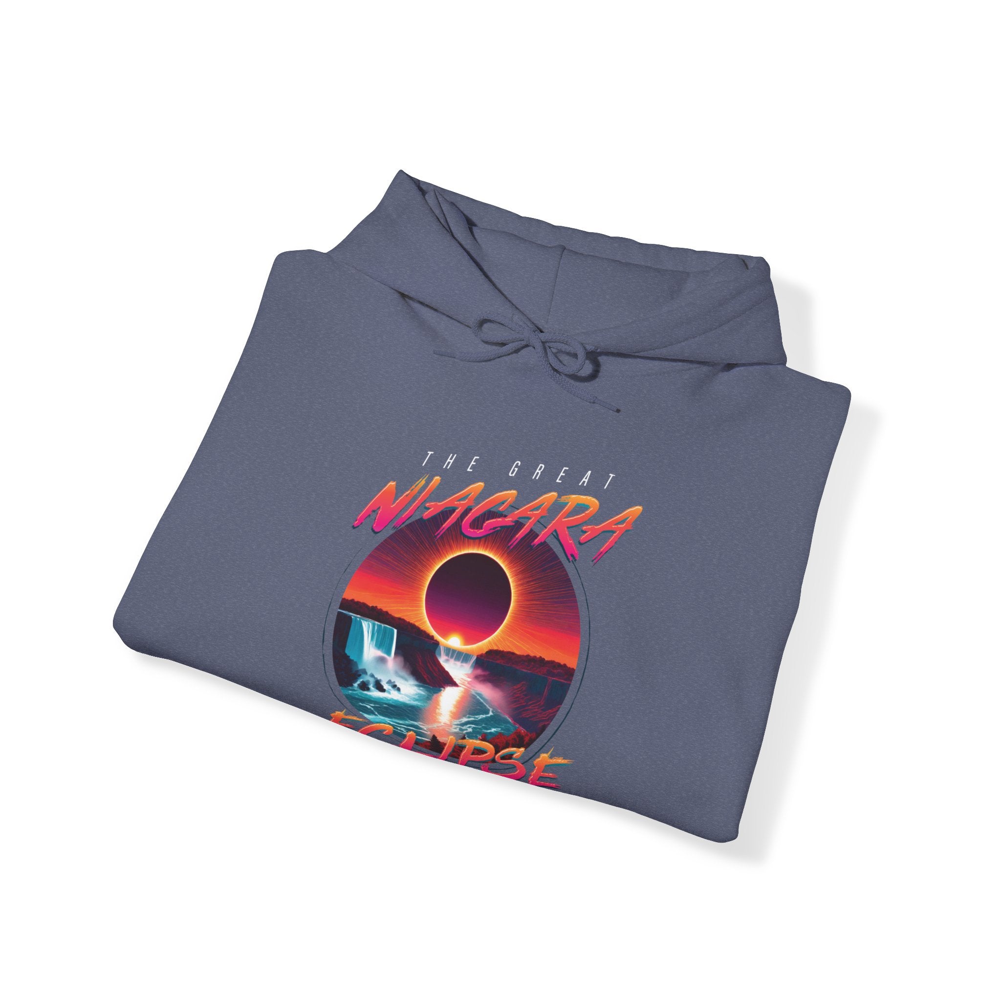 Niagara Falls Solar Eclipse 2024 Retrowave 80s Unisex Hoodie - Sunset