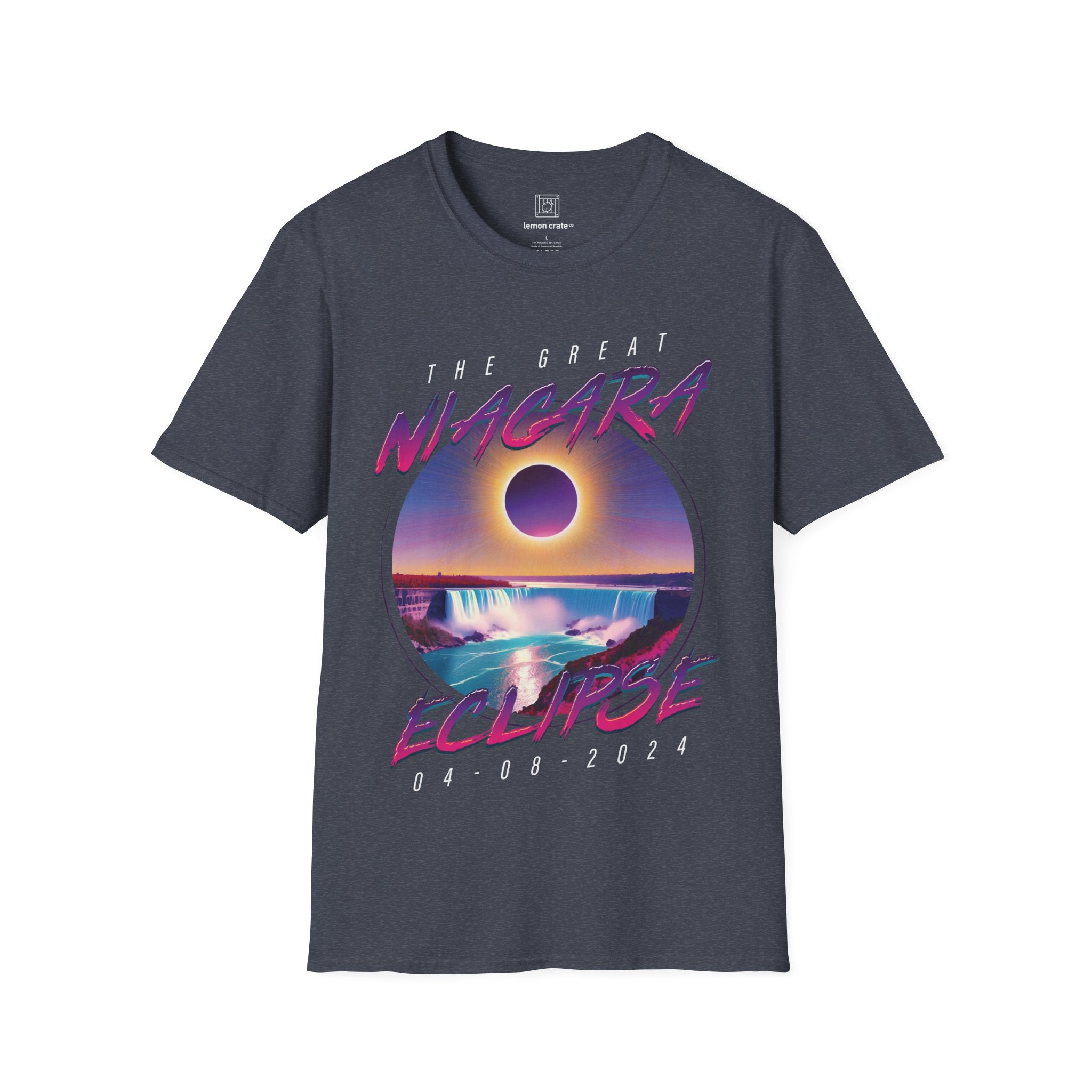 Niagara Falls Solar Eclipse 2024 Retrowave 80s Unisex T-Shirt - Violet