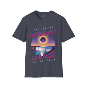 Niagara Falls Solar Eclipse 2024 Retrowave 80s Unisex T-Shirt - Violet