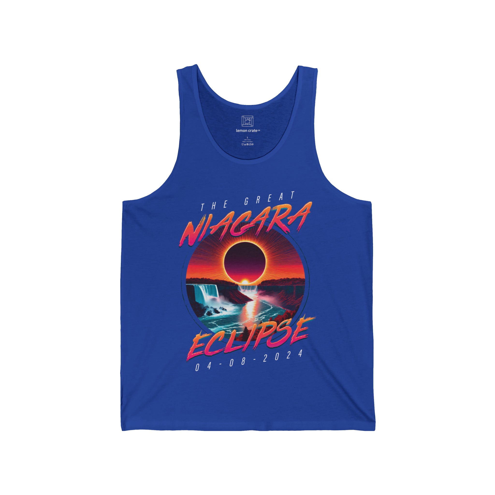 Niagara Falls Solar Eclipse 2024 Retrowave 80s Unisex Tank - Sunset