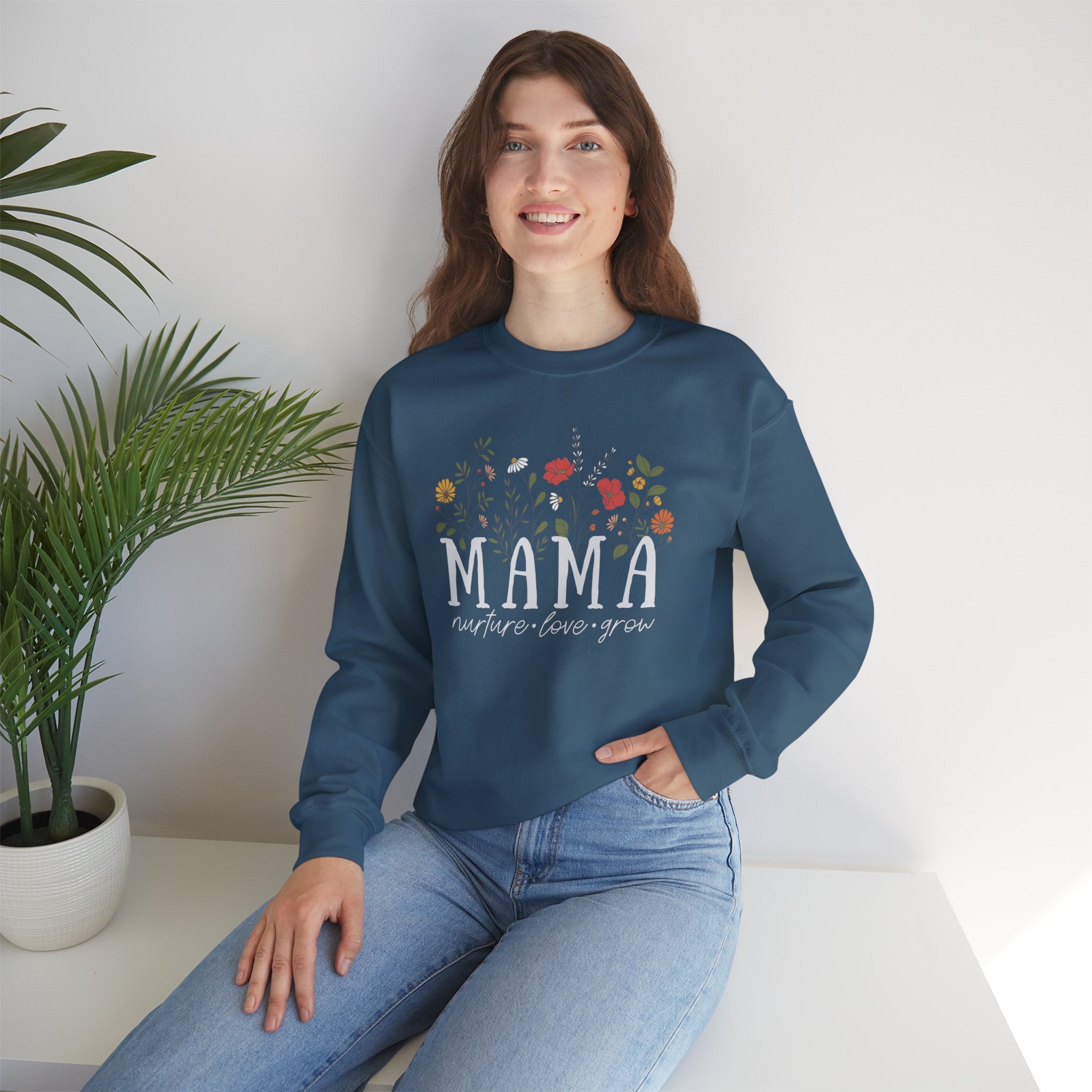 Mama: Nurture • Love • Grow Floral Crewneck Sweater