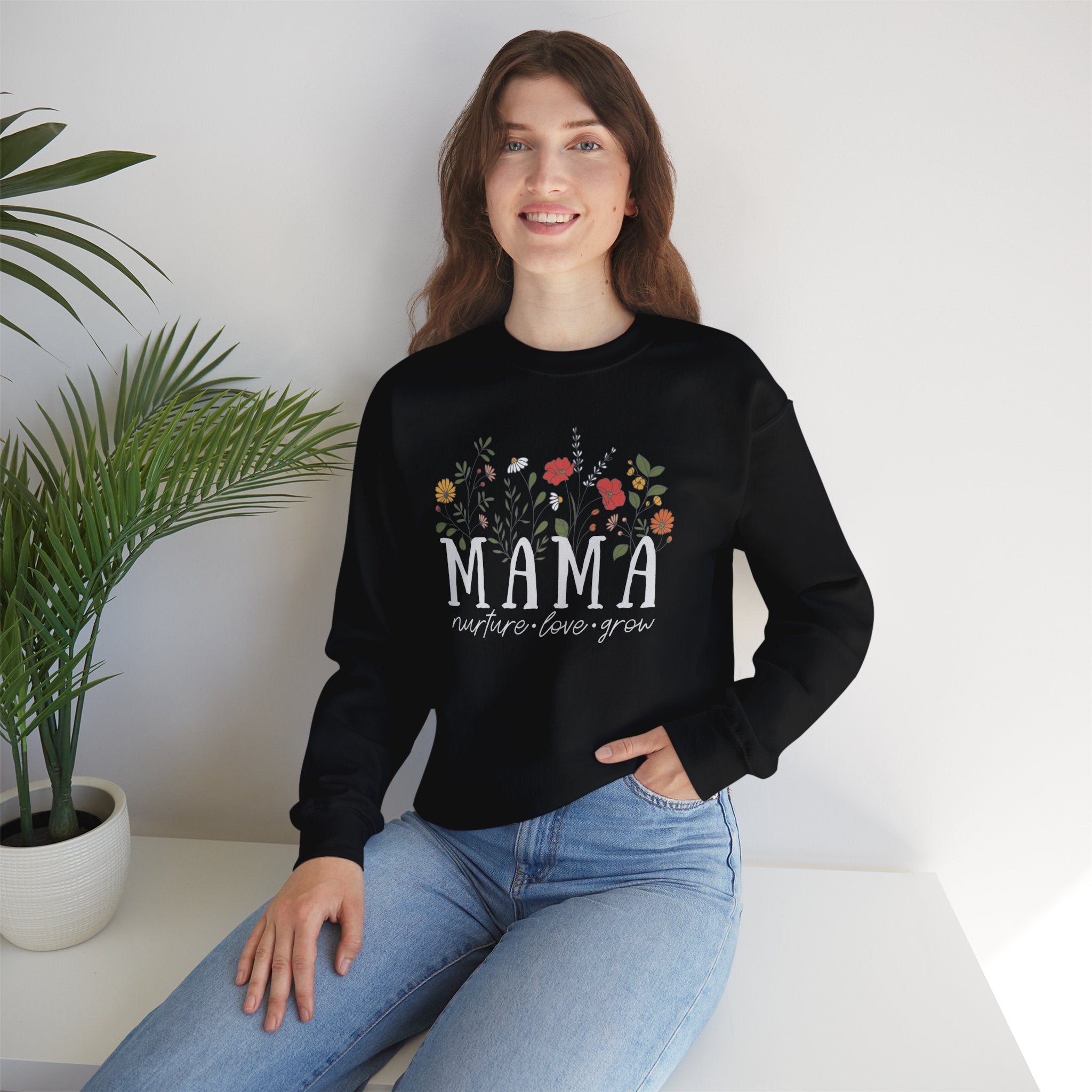 Mama: Nurture • Love • Grow Floral Crewneck Sweater