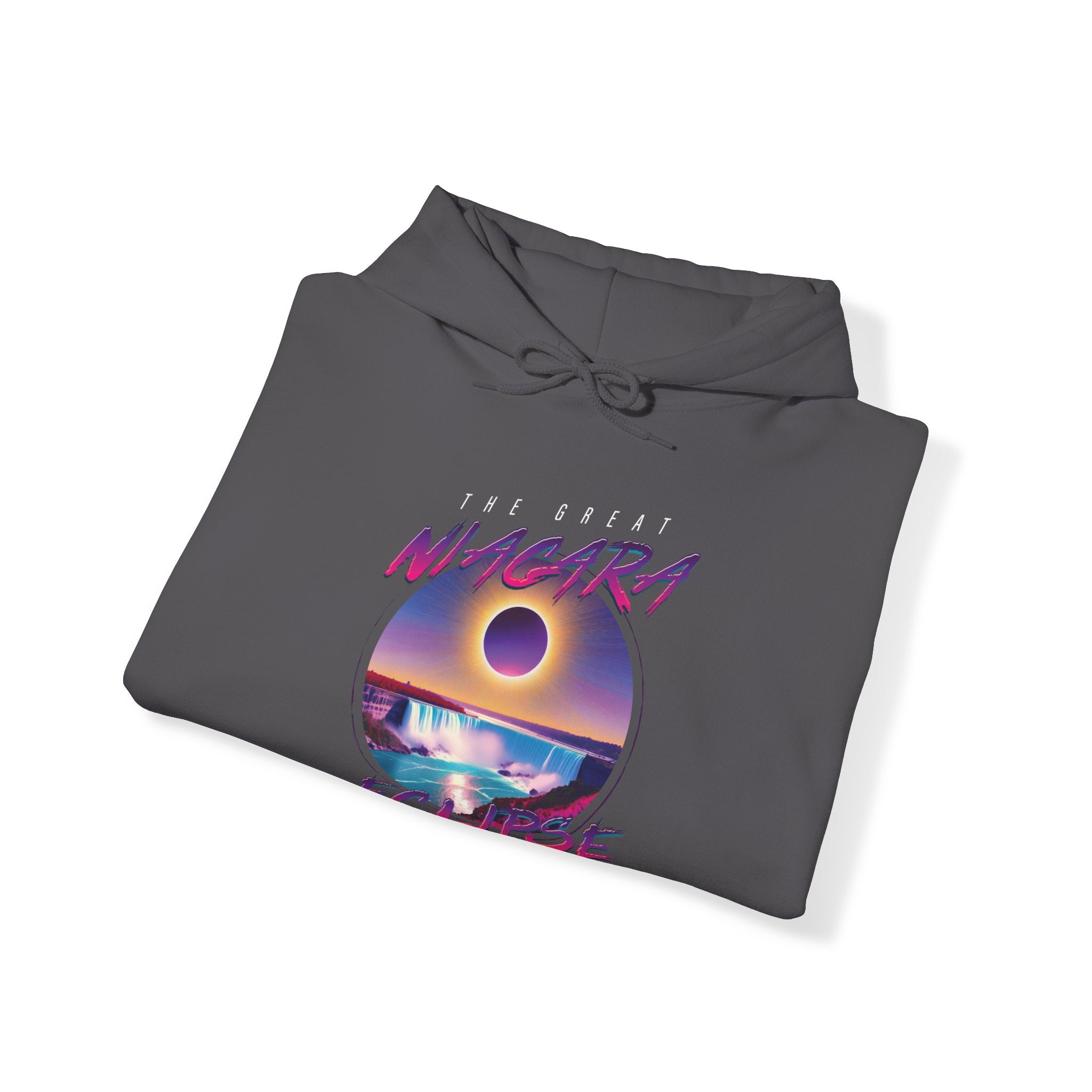 Niagara Falls Solar Eclipse 2024 Retrowave 80s Unisex Hoodie - Violet