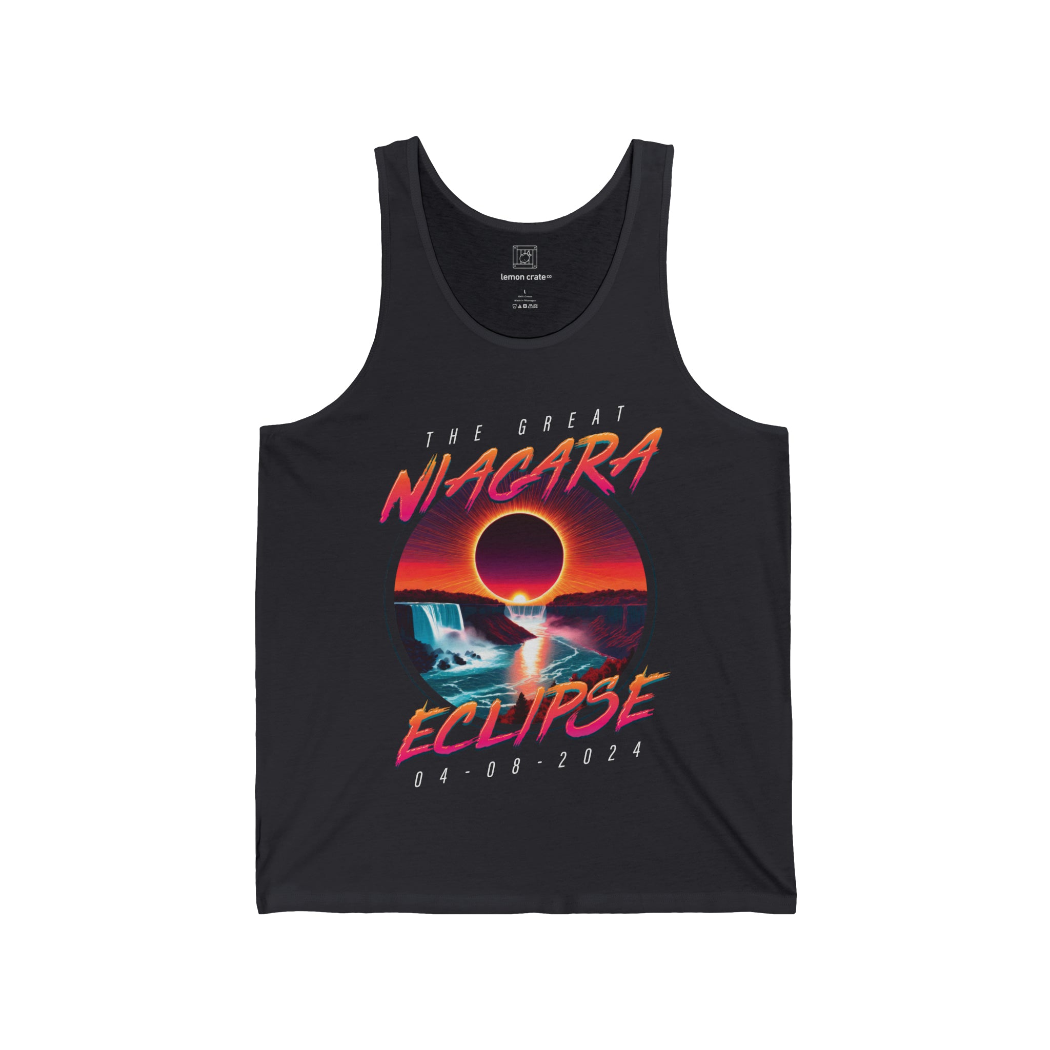 Niagara Falls Solar Eclipse 2024 Retrowave 80s Unisex Tank - Sunset