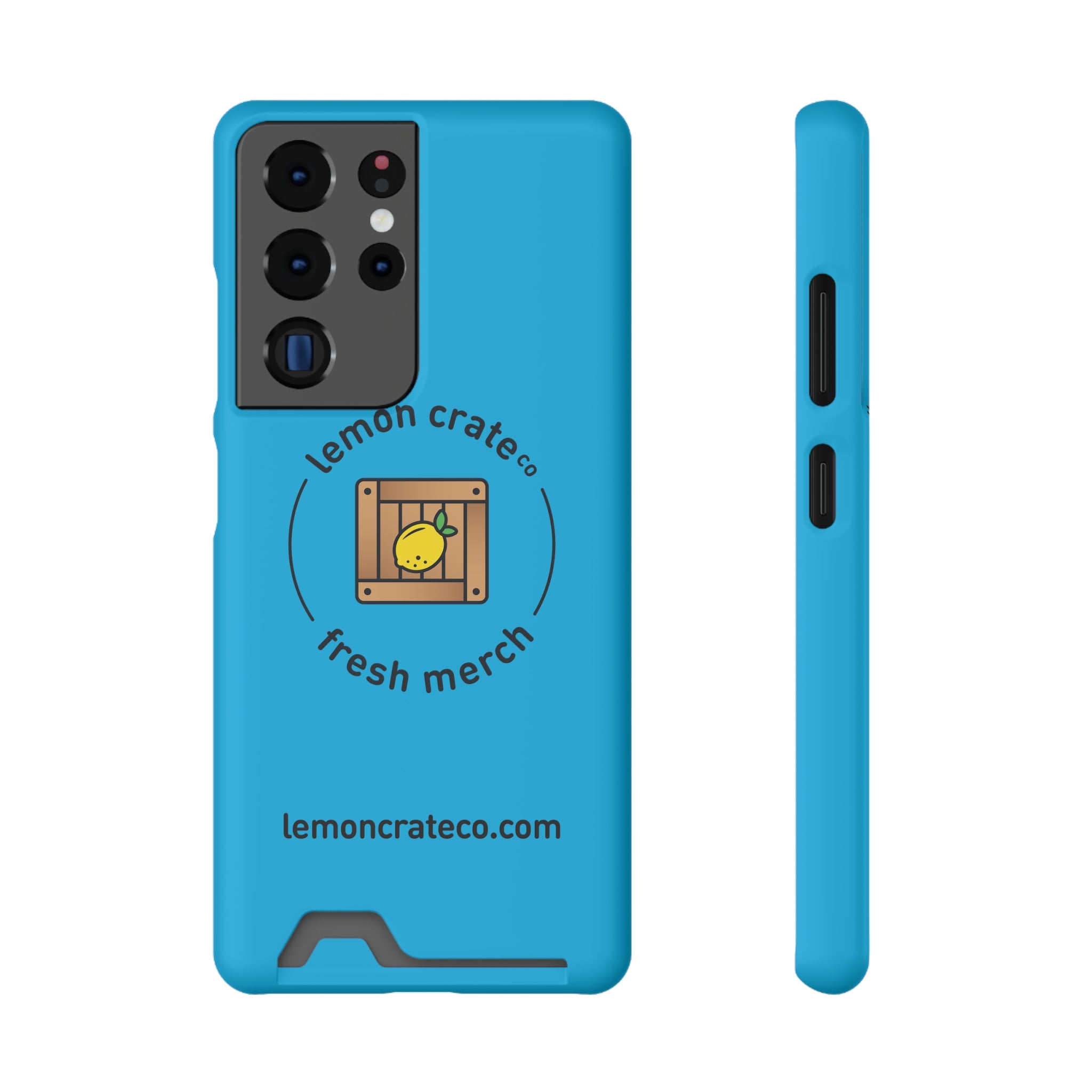 Lemon Crate Phone Case With Card Holder - Blue