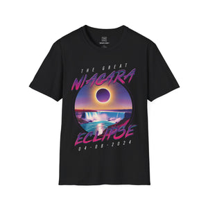 Niagara Falls Solar Eclipse 2024 Retrowave 80s Unisex T-Shirt - Violet