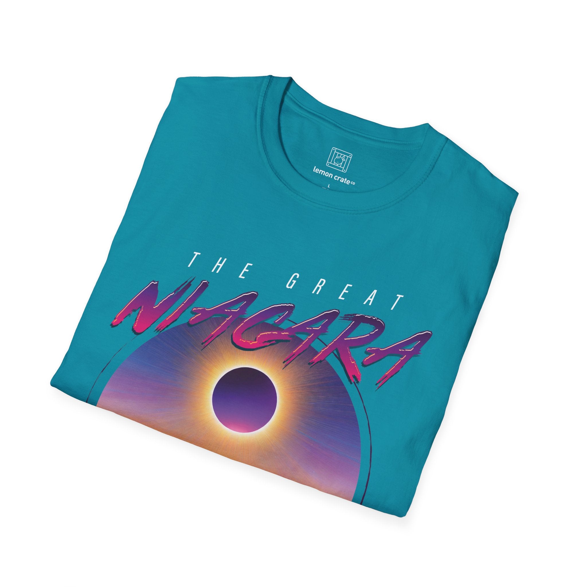 Niagara Falls Solar Eclipse 2024 Retrowave 80s Unisex T-Shirt - Violet