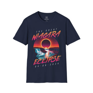 Niagara Falls Solar Eclipse 2024 Retrowave 80s Unisex T-Shirt - Sunset