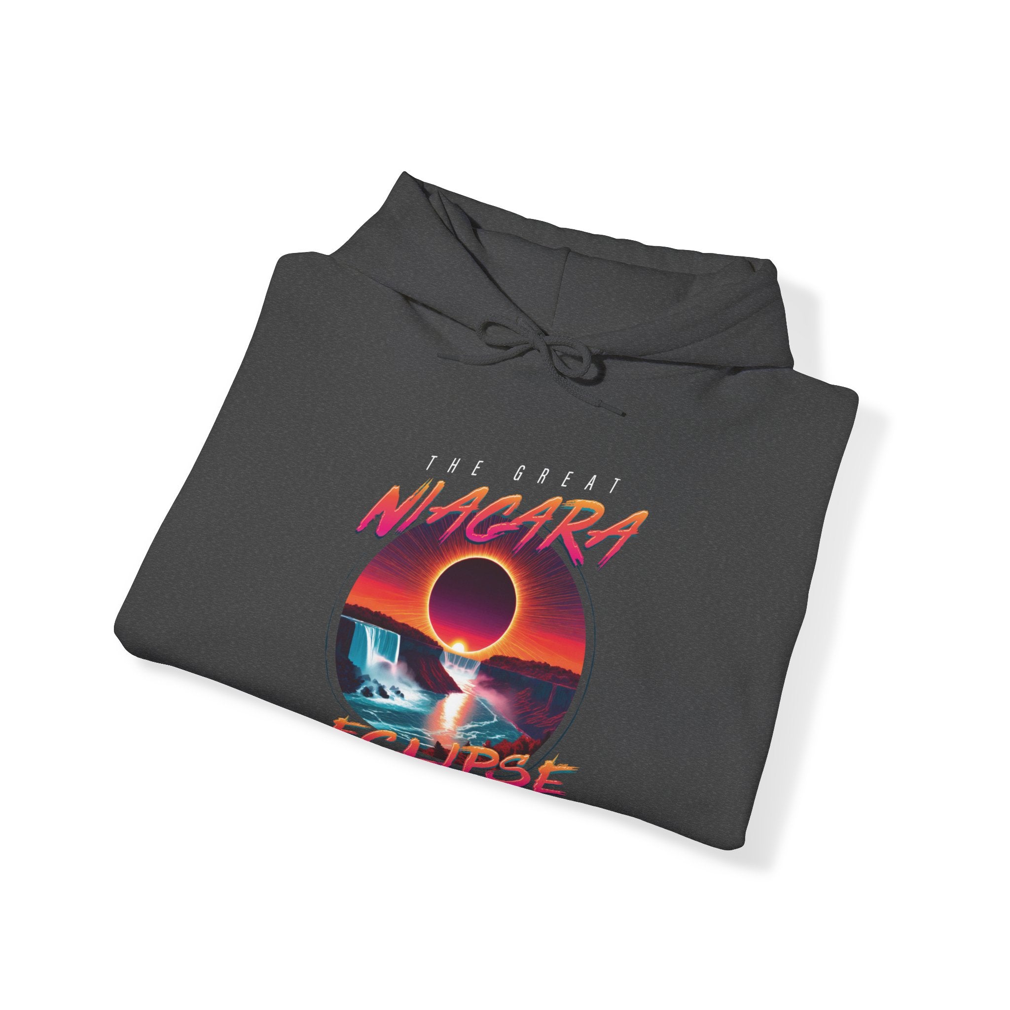 Niagara Falls Solar Eclipse 2024 Retrowave 80s Unisex Hoodie - Sunset