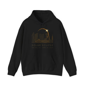 Dallas Texas Solar Eclipse 2024 Cityscape Silhouette Unisex Hoodie