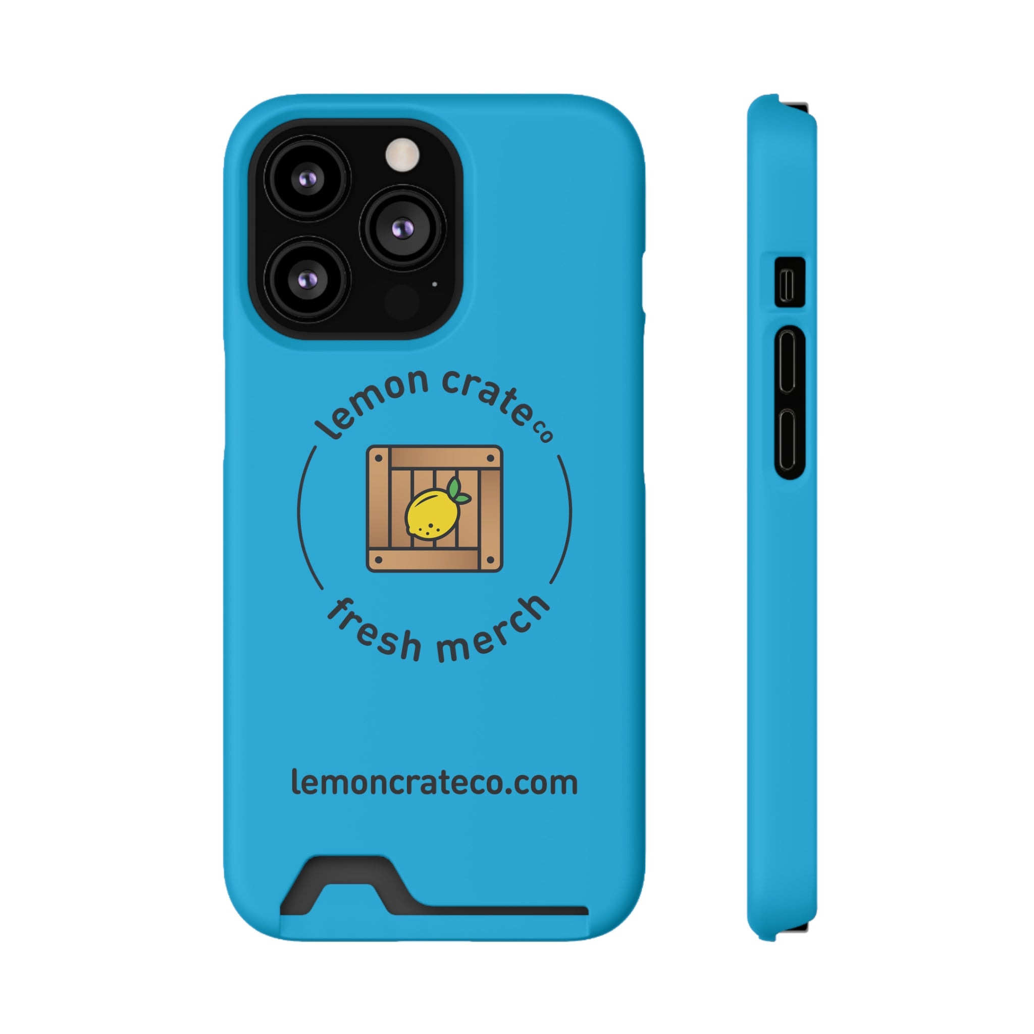 Lemon Crate Phone Case With Card Holder - Blue