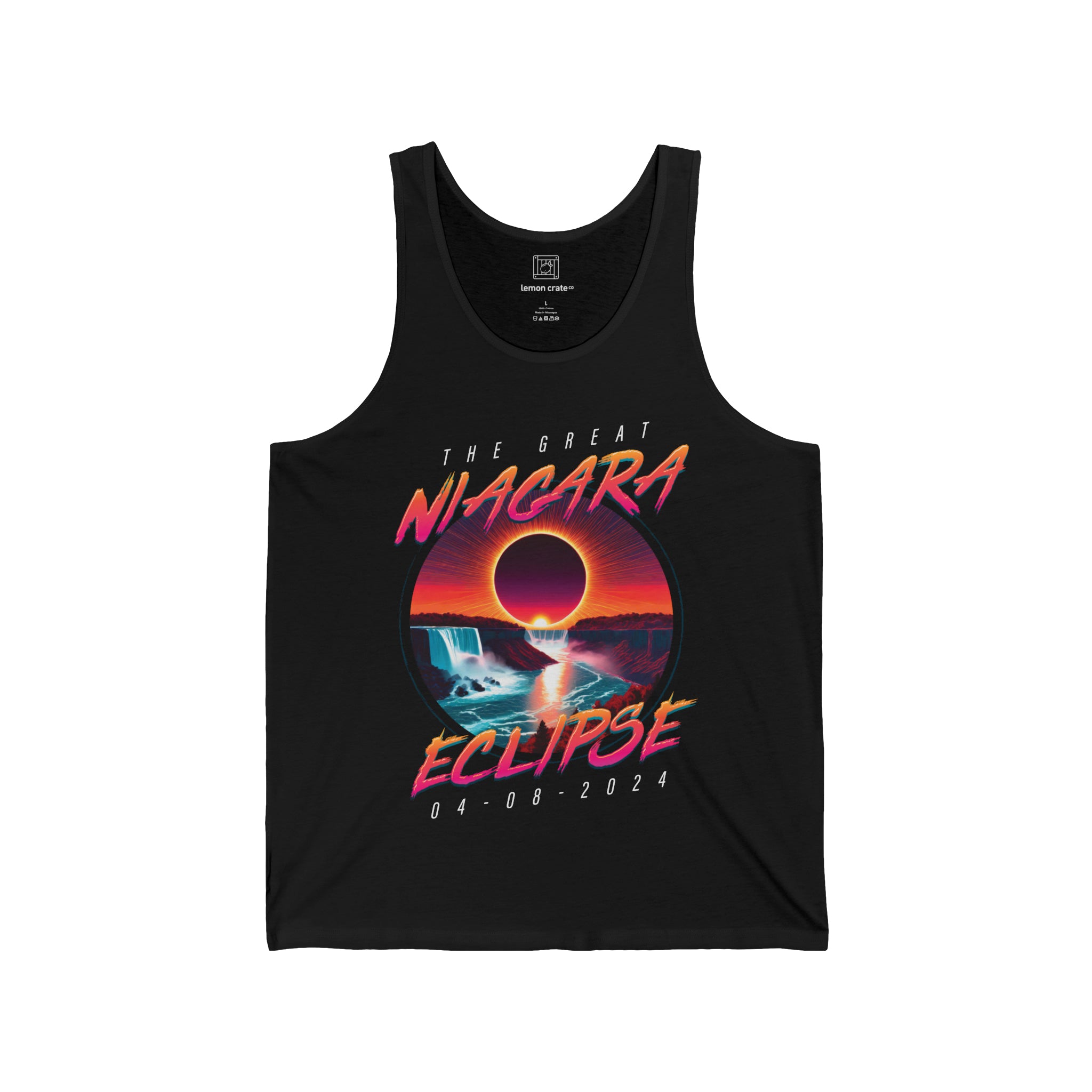 Niagara Falls Solar Eclipse 2024 Retrowave 80s Unisex Tank - Sunset