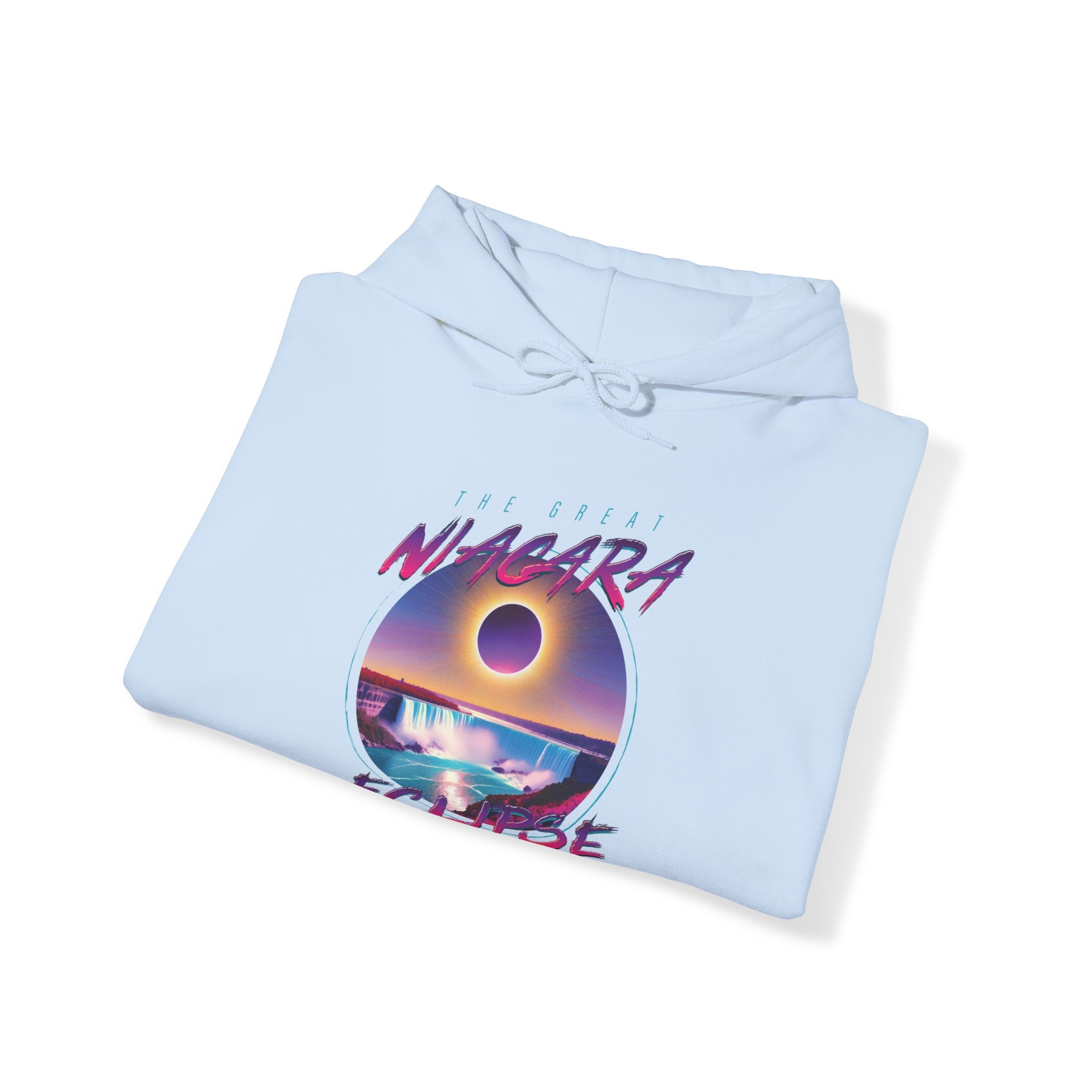 Niagara Falls Solar Eclipse 2024 Retrowave 80s Unisex Hoodie - Violet