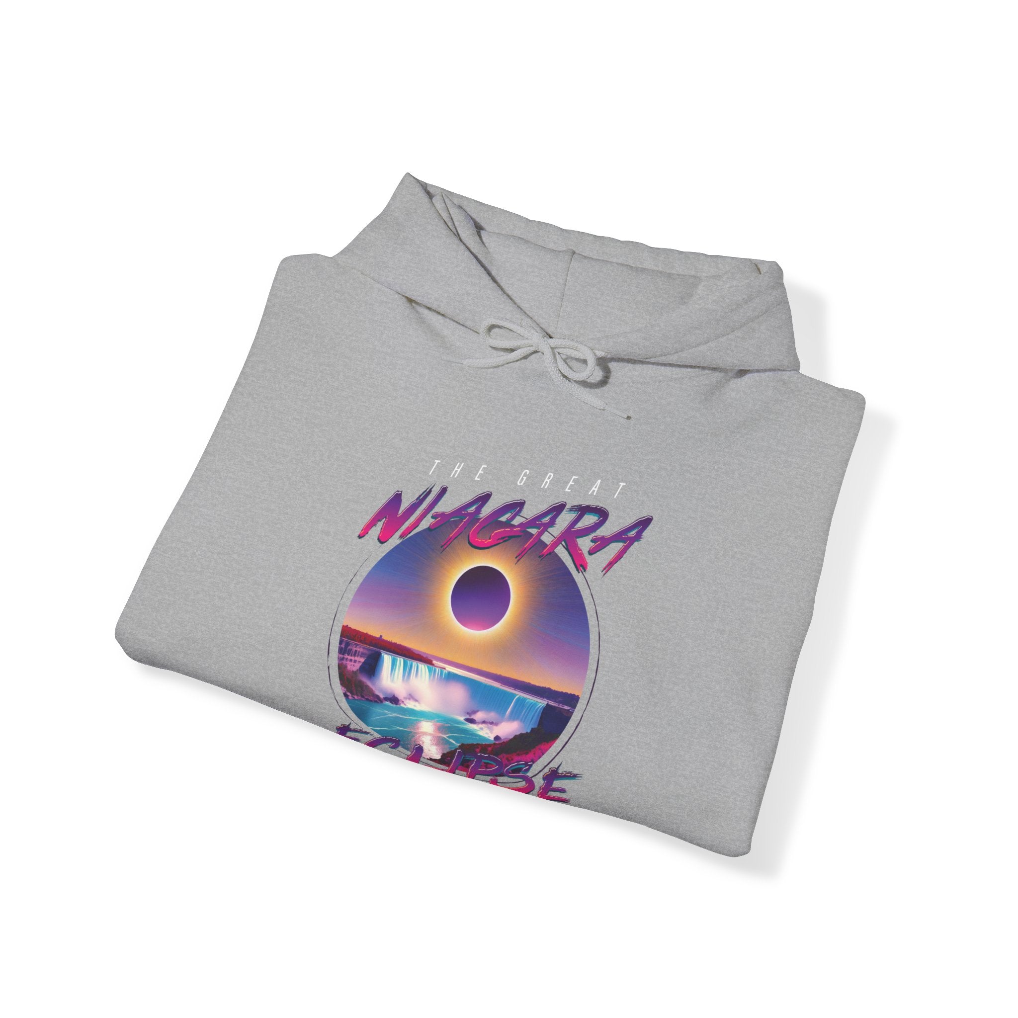 Niagara Falls Solar Eclipse 2024 Retrowave 80s Unisex Hoodie - Violet