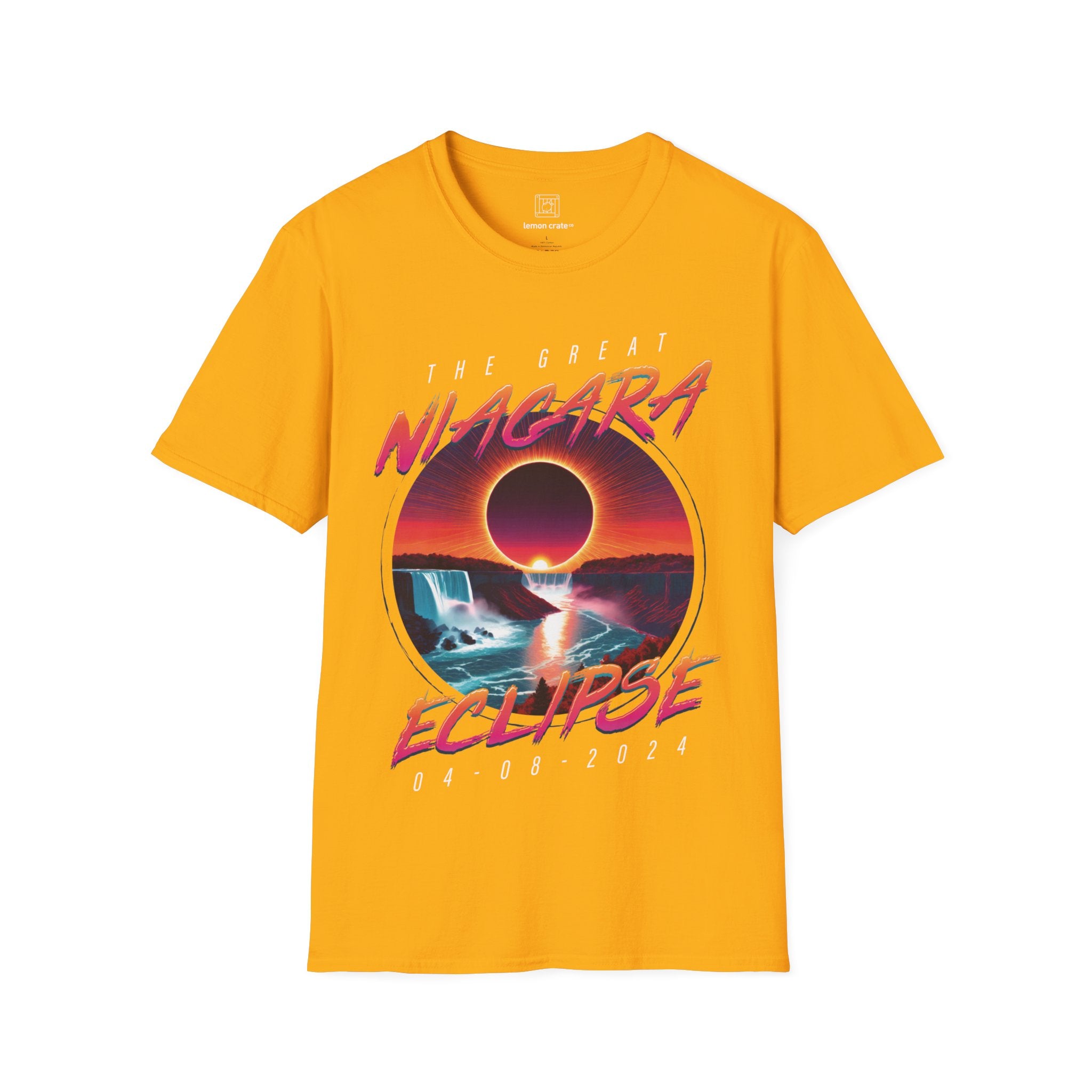 Niagara Falls Solar Eclipse 2024 Retrowave 80s Unisex T-Shirt - Sunset