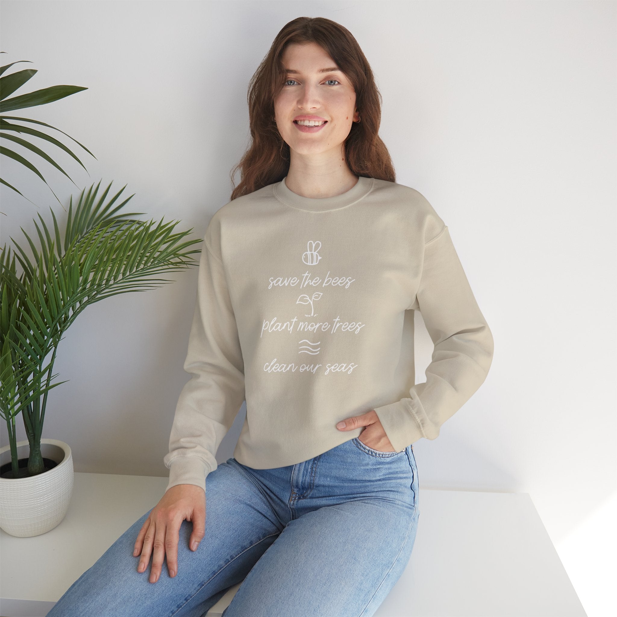 Save Bees, Plant Trees, Save Seas Crewneck Sweater