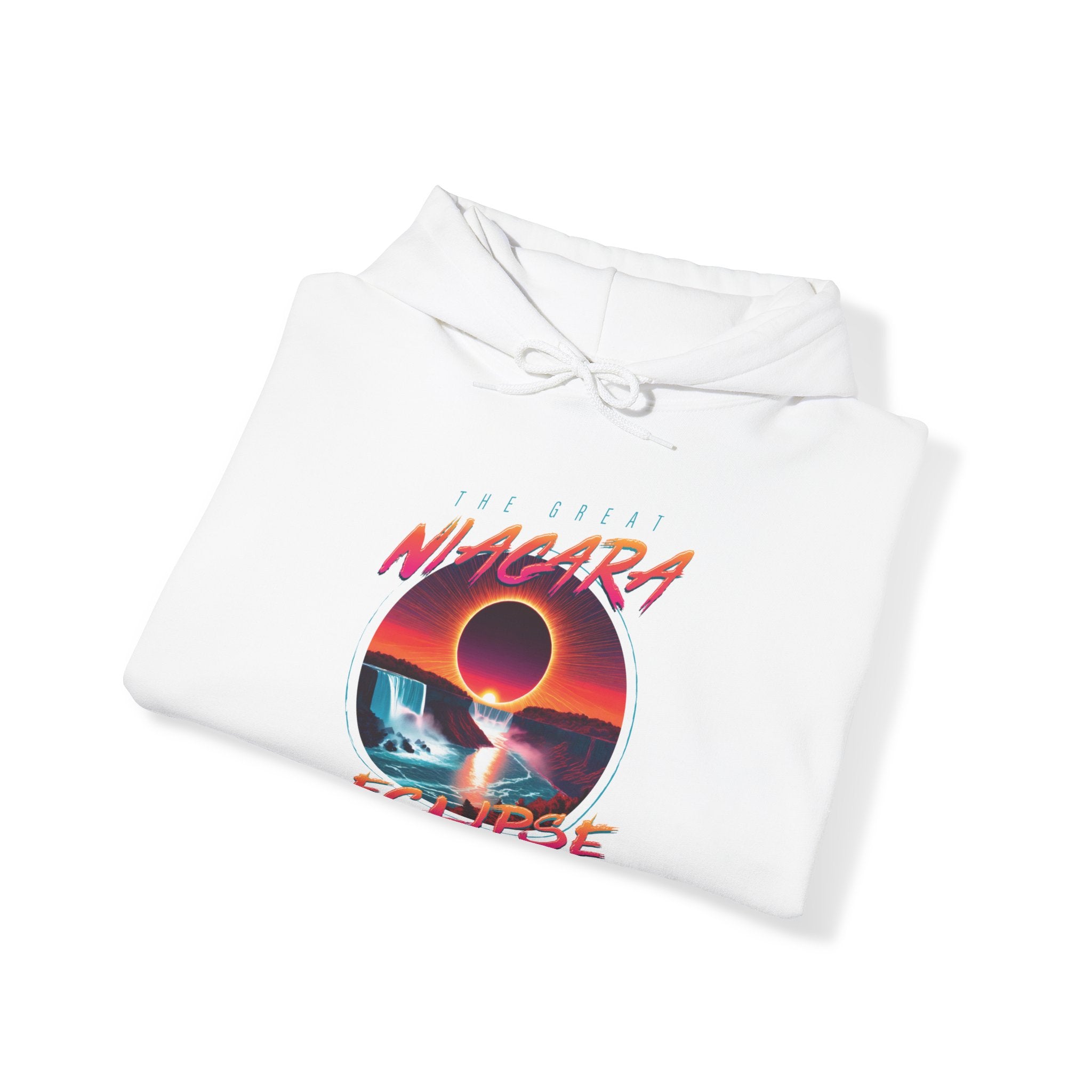 Niagara Falls Solar Eclipse 2024 Retrowave 80s Unisex Hoodie - Sunset