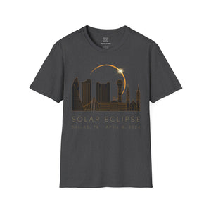 Dallas Texas Solar Eclipse 2024 Cityscape Silhouette Unisex T-Shirt