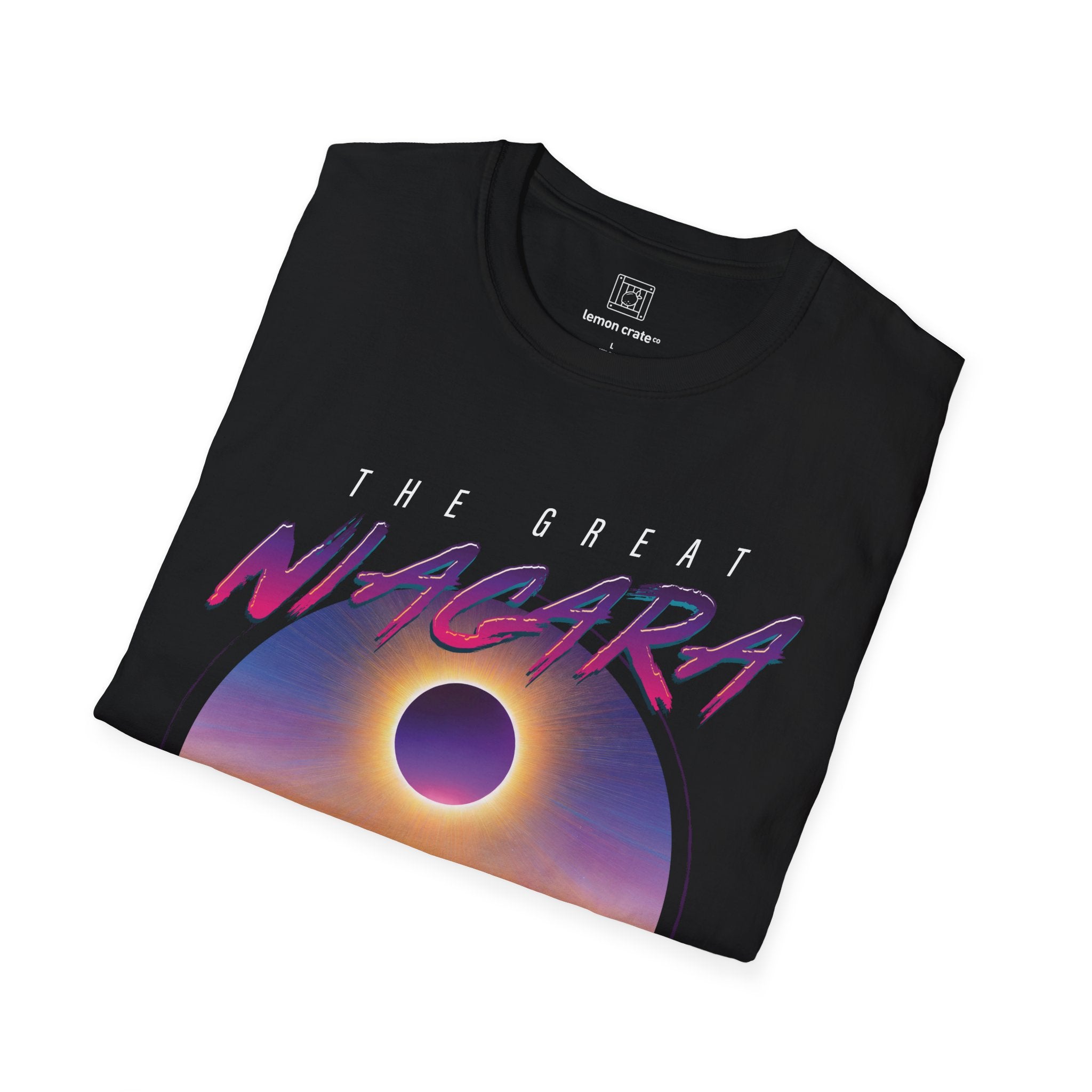 Niagara Falls Solar Eclipse 2024 Retrowave 80s Unisex T-Shirt - Violet