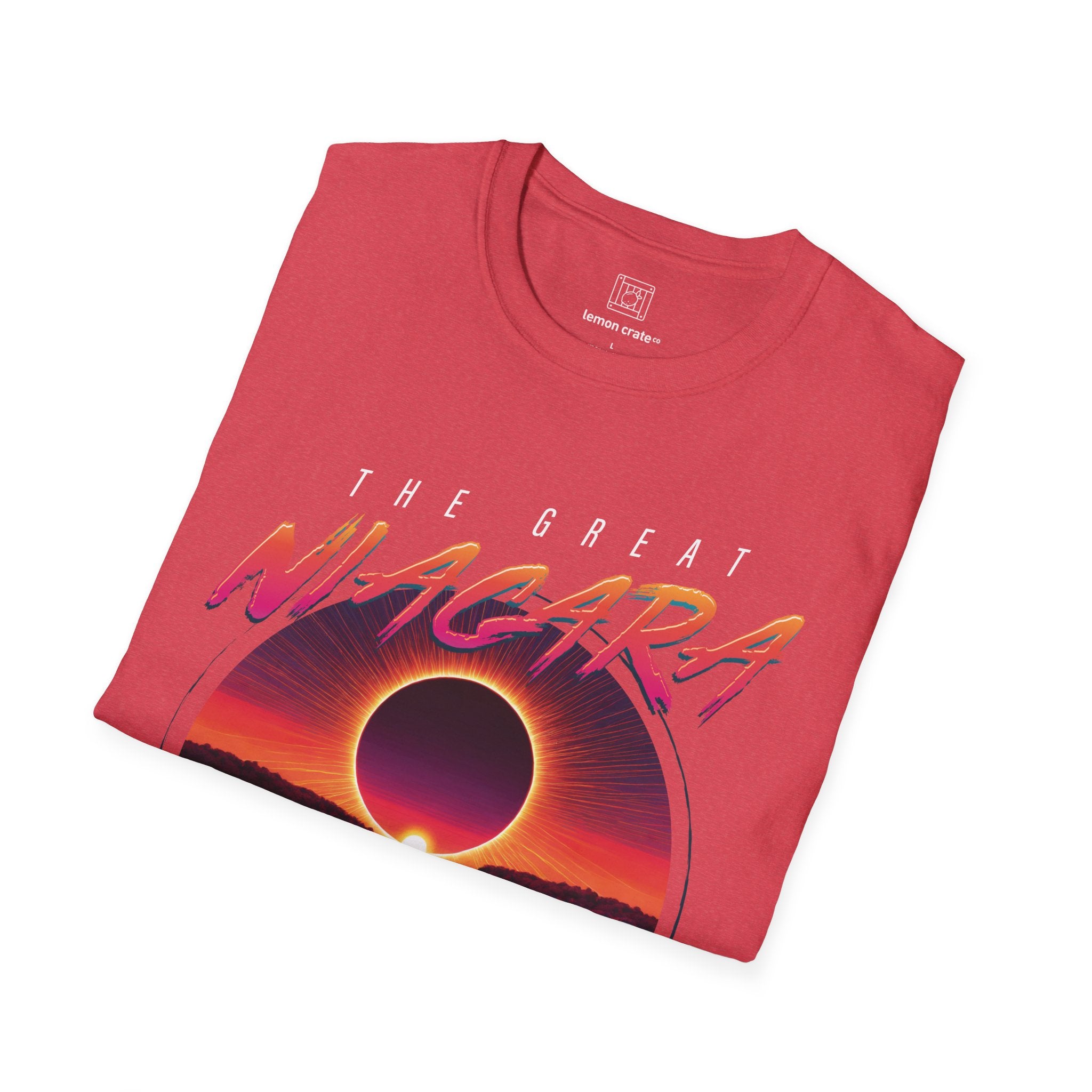 Niagara Falls Solar Eclipse 2024 Retrowave 80s Unisex T-Shirt - Sunset