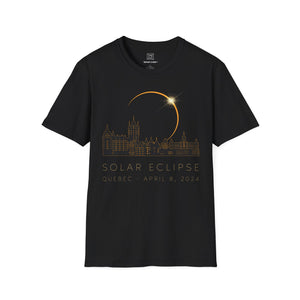 Quebec Solar Eclipse 2024 Cityscape Silhouette Unisex T-Shirt