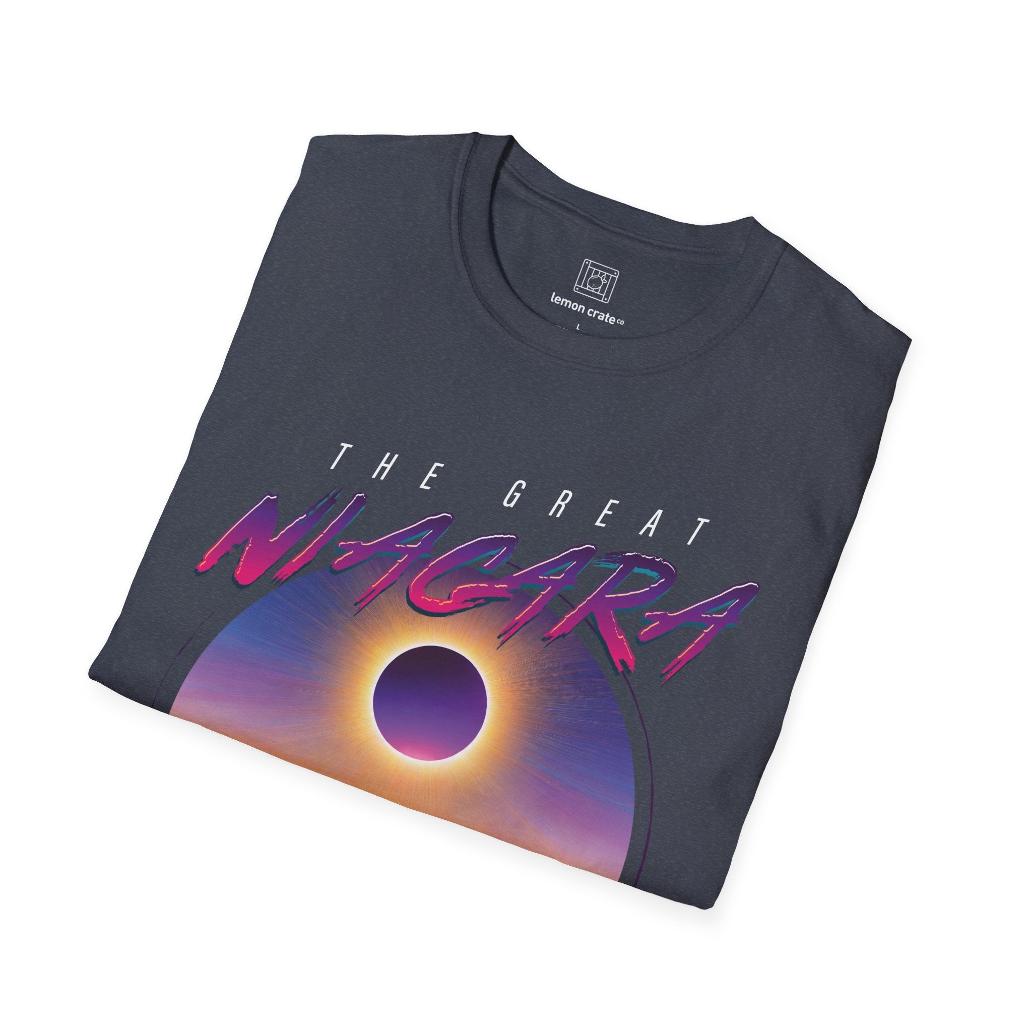 Niagara Falls Solar Eclipse 2024 Retrowave 80s Unisex T-Shirt - Violet